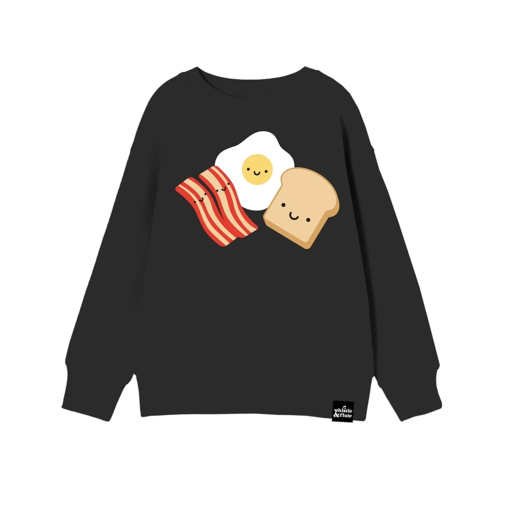 Whistle & Flute WHISTLE AND FLUTE - Black light sweatshirt 'Kawaii - Breakfast'