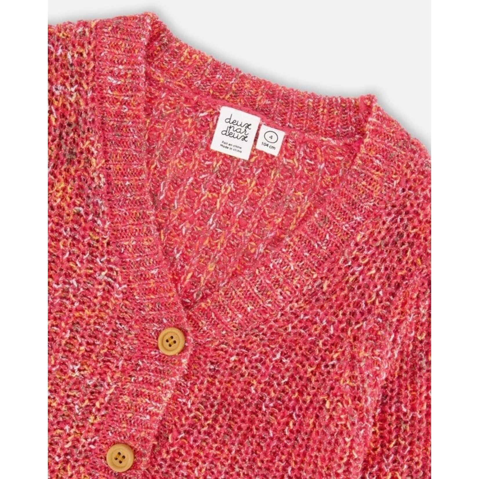 Deux par Deux DEUX PAR DEUX - Cardigan en tricot magenta 'Mon petit bulldog'