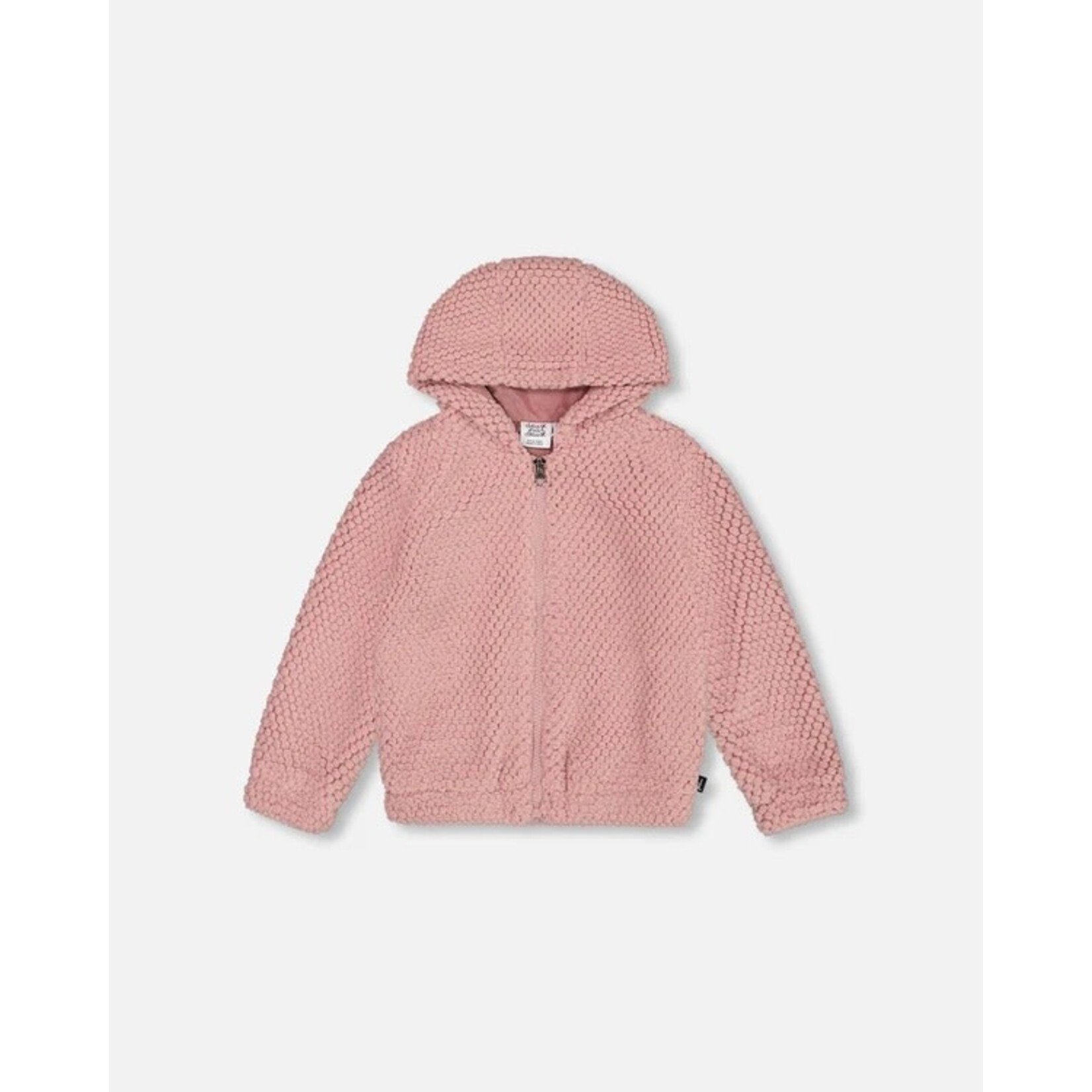 Deux par Deux DEUX PAR DEUX - Veste à capuchon zippée en peluche couleur vieux rose 'Edelweiss'