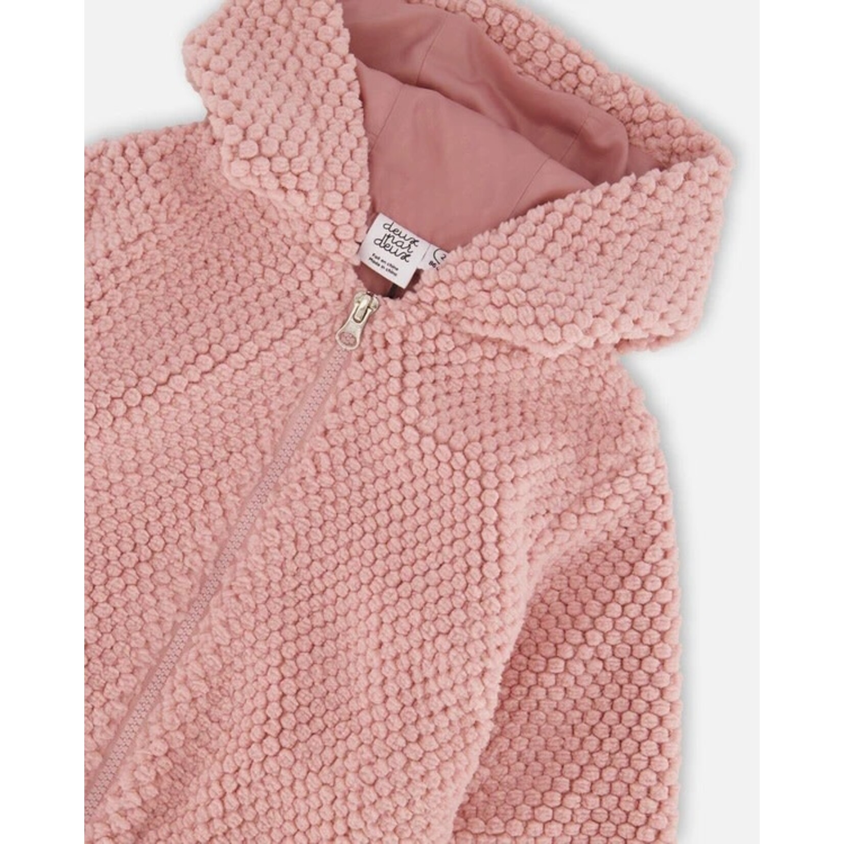 Deux par Deux DEUX PAR DEUX - Hooded Plush Vest Dusty Pink 'Edelweiss'