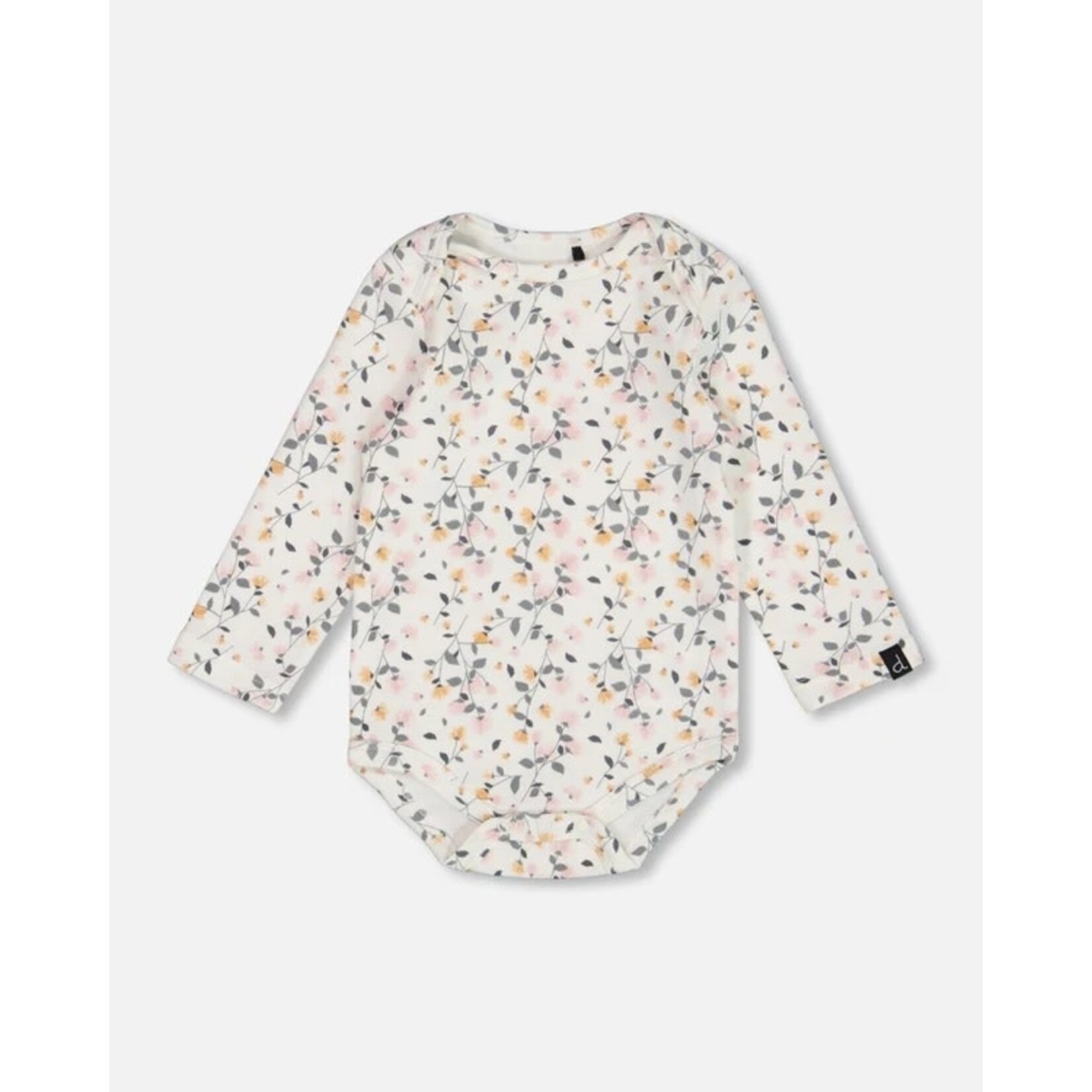 Deux par Deux DEUX PAR DEUX - Organic Cotton Onesie Cream Printed Flowers 'Apple Blossom'