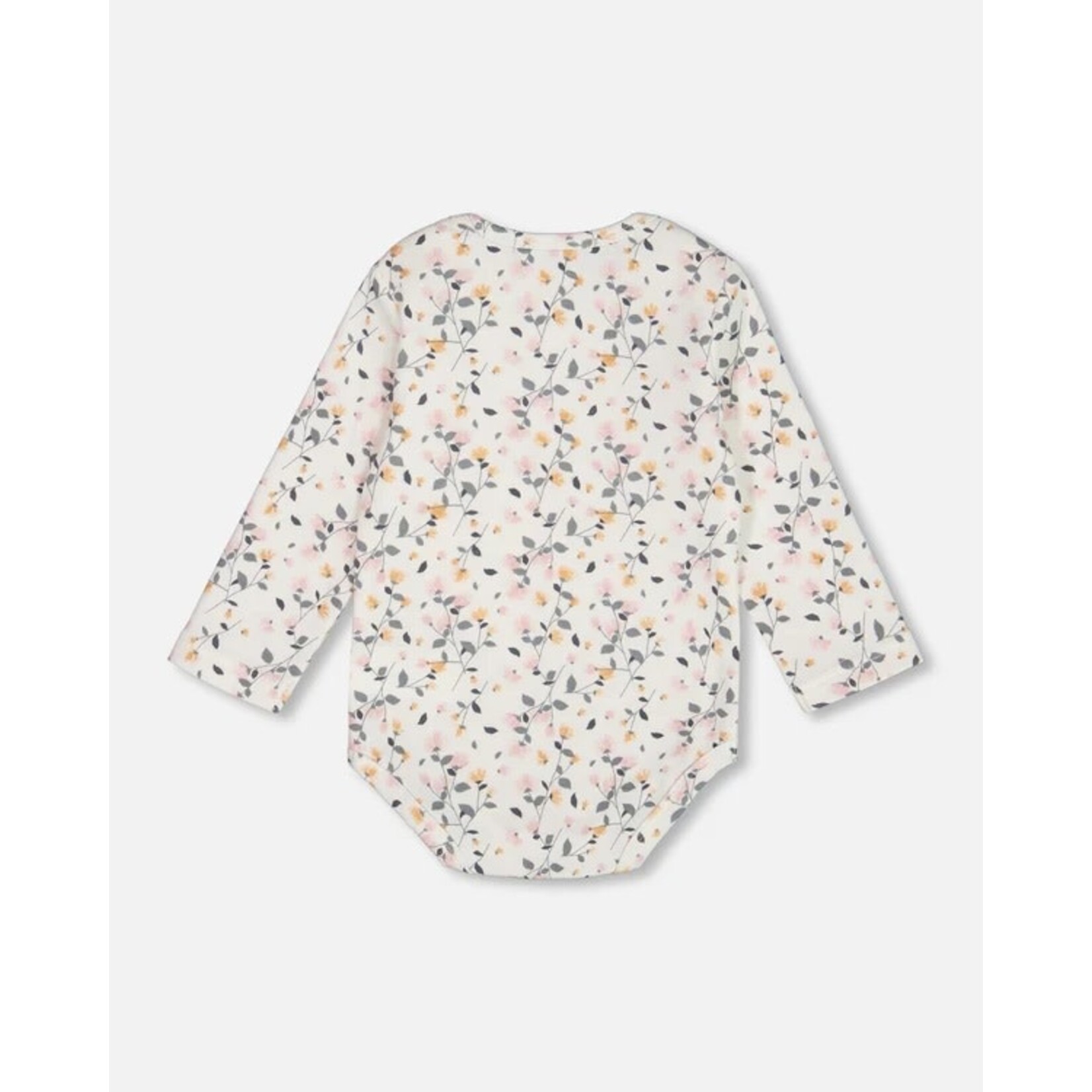 Deux par Deux DEUX PAR DEUX - Organic Cotton Onesie Cream Printed Flowers 'Apple Blossom'