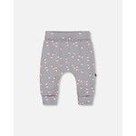 Deux par Deux DEUX PAR DEUX - Organic Cotton Evolutive Pant Gray Printed Apples 'Apple Blossom'