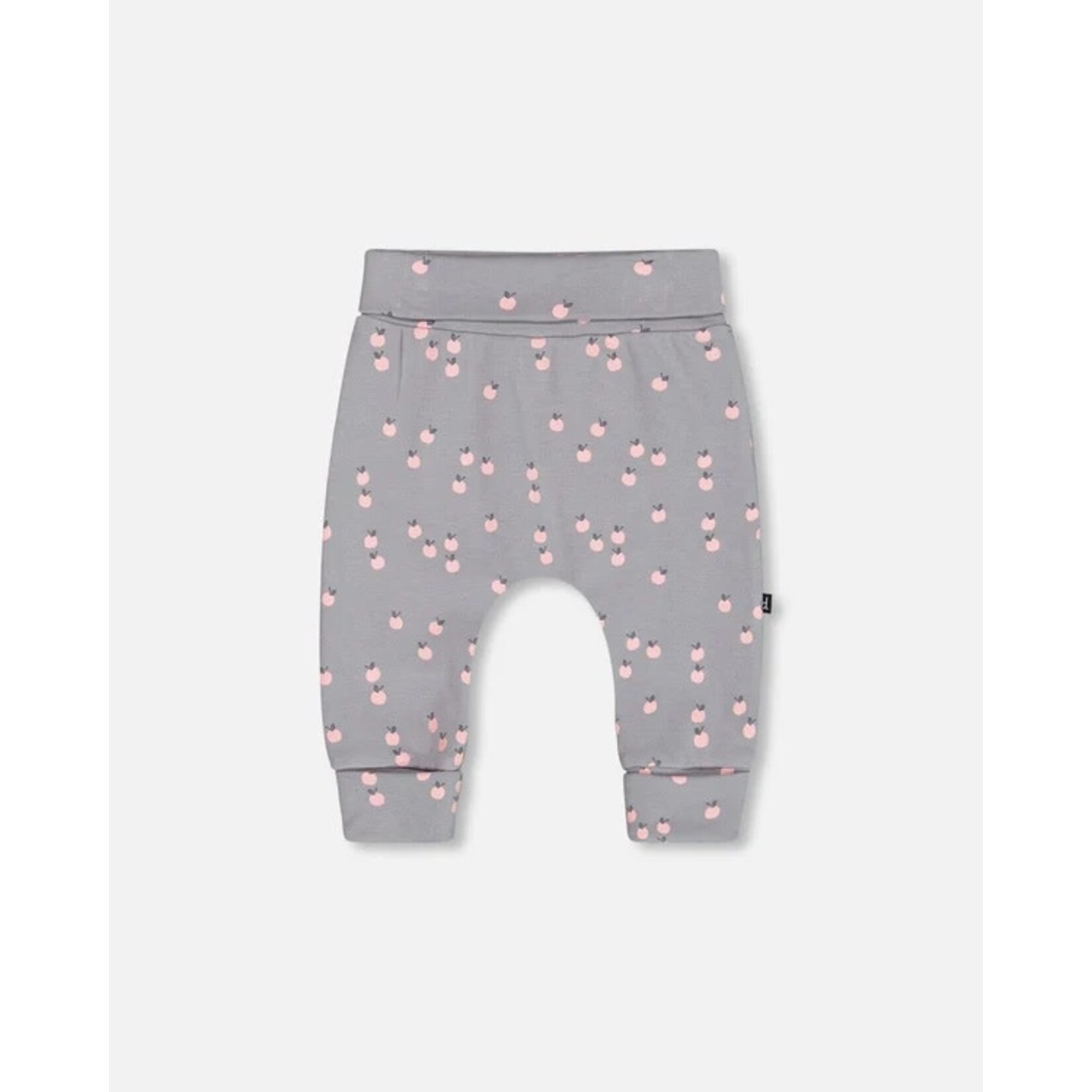 Deux par Deux DEUX PAR DEUX - Organic Cotton Evolutive Pant Gray Printed Apples 'Apple Blossom'