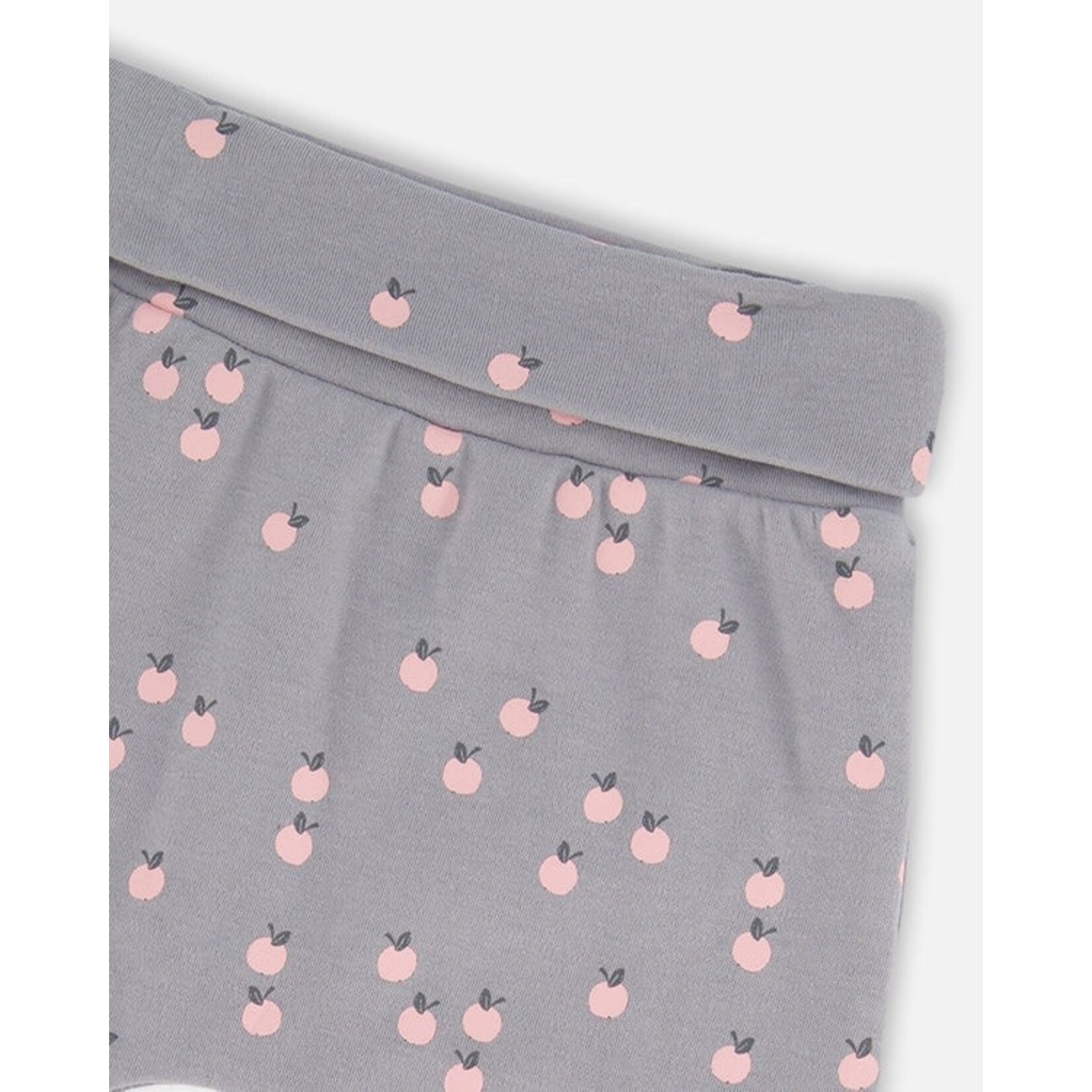 Deux par Deux DEUX PAR DEUX - Organic Cotton Evolutive Pant Gray Printed Apples 'Apple Blossom'