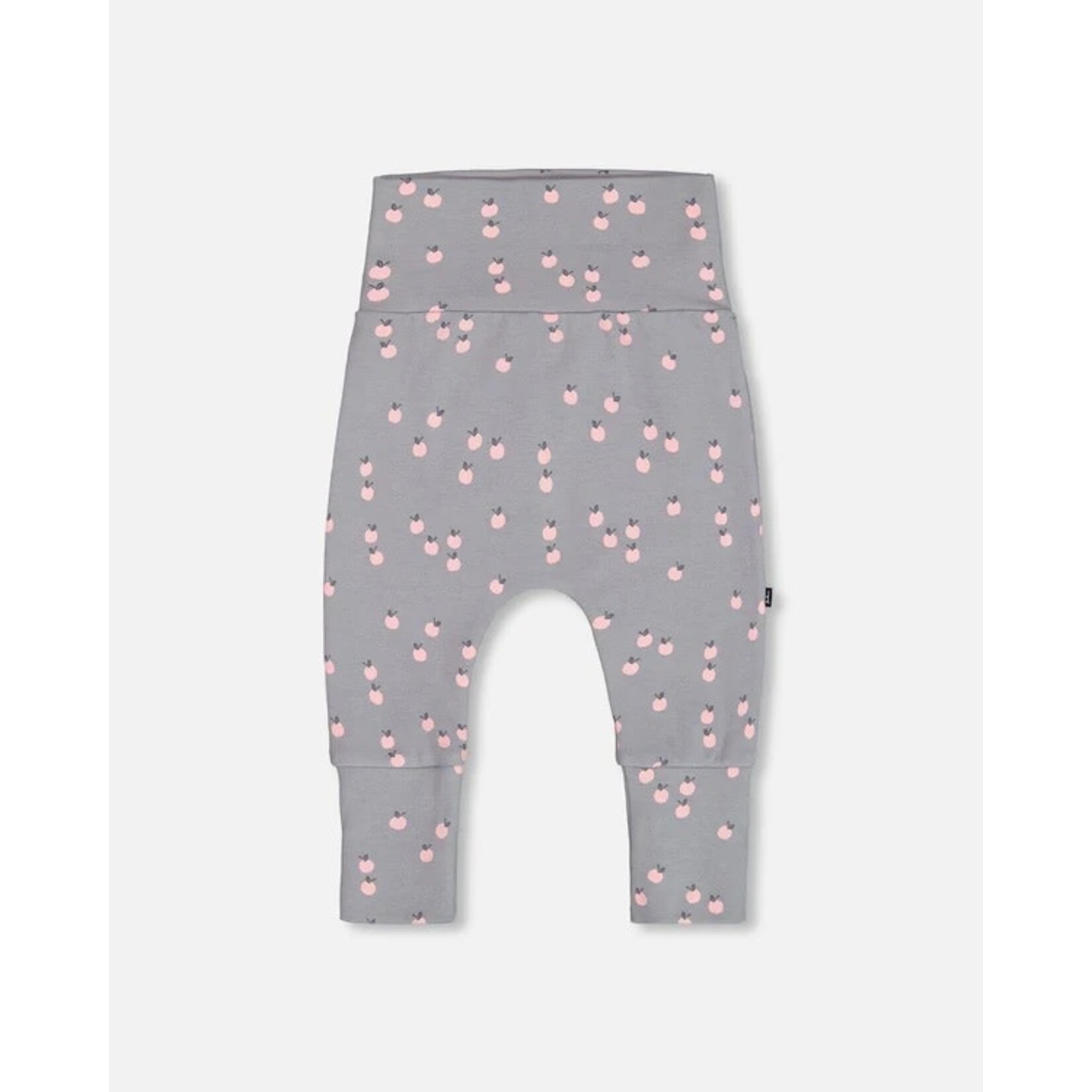 Deux par Deux DEUX PAR DEUX - Organic Cotton Evolutive Pant Gray Printed Apples 'Apple Blossom'