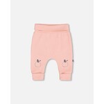 Deux par Deux DEUX PAR DEUX - Organic Cotton Evolutive Light Pink Pant With Printed apples 'Apple Blossom'