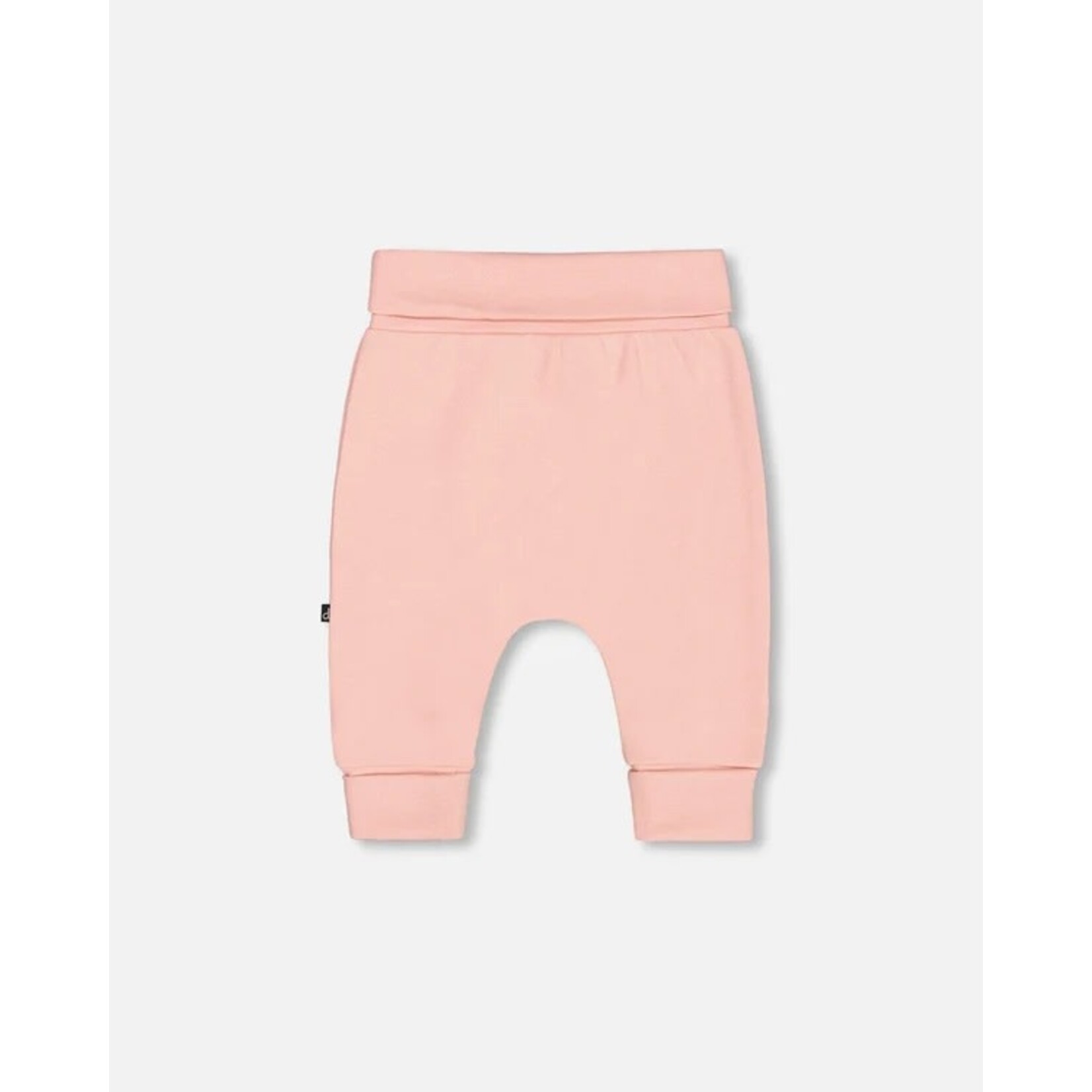 Deux par Deux DEUX PAR DEUX - Pantalon évolutif rose pâle en coton biologique avec imprimé de pommes 'Fleurs de pommier'