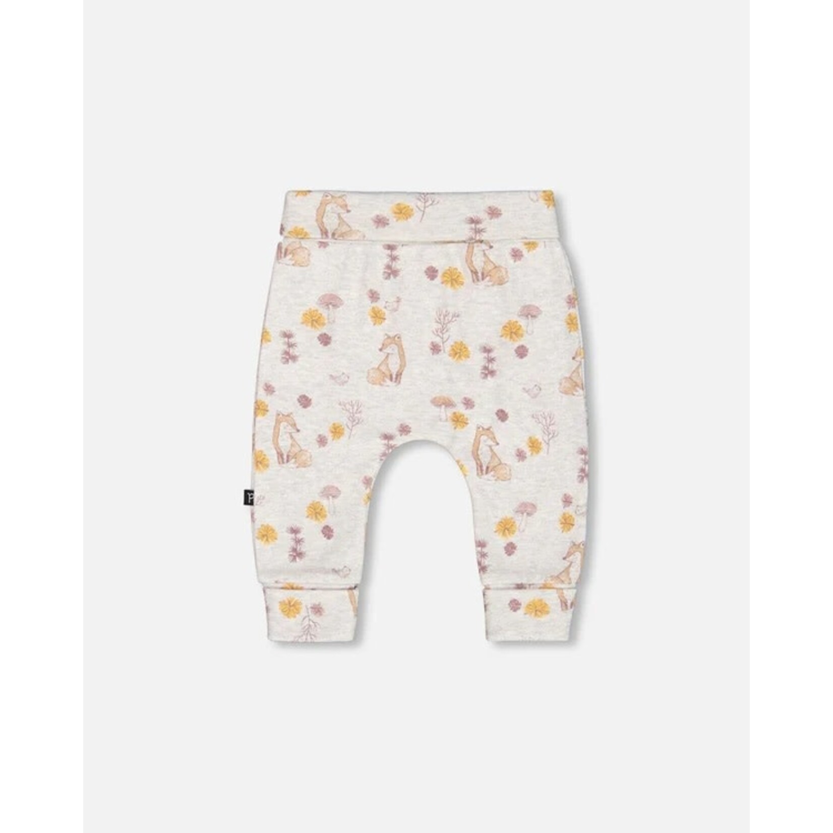 Deux par Deux DEUX PAR DEUX - Printed Organic Cotton Evolutive Pant Beige Mix With Fox 'Foxtrot'