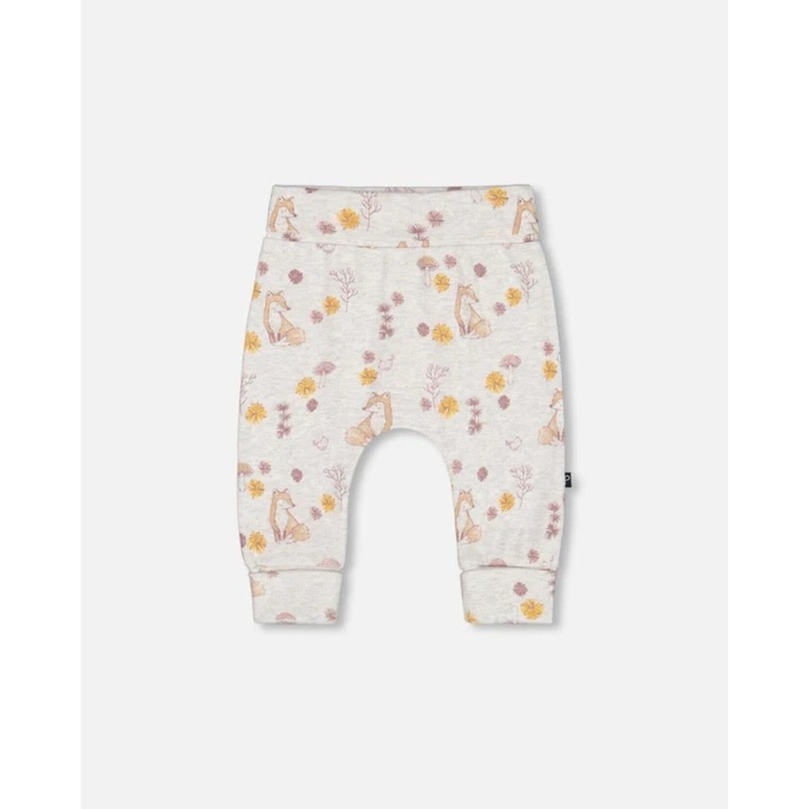 Deux par Deux DEUX PAR DEUX - Printed Organic Cotton Evolutive Pant Beige Mix With Fox 'Foxtrot'