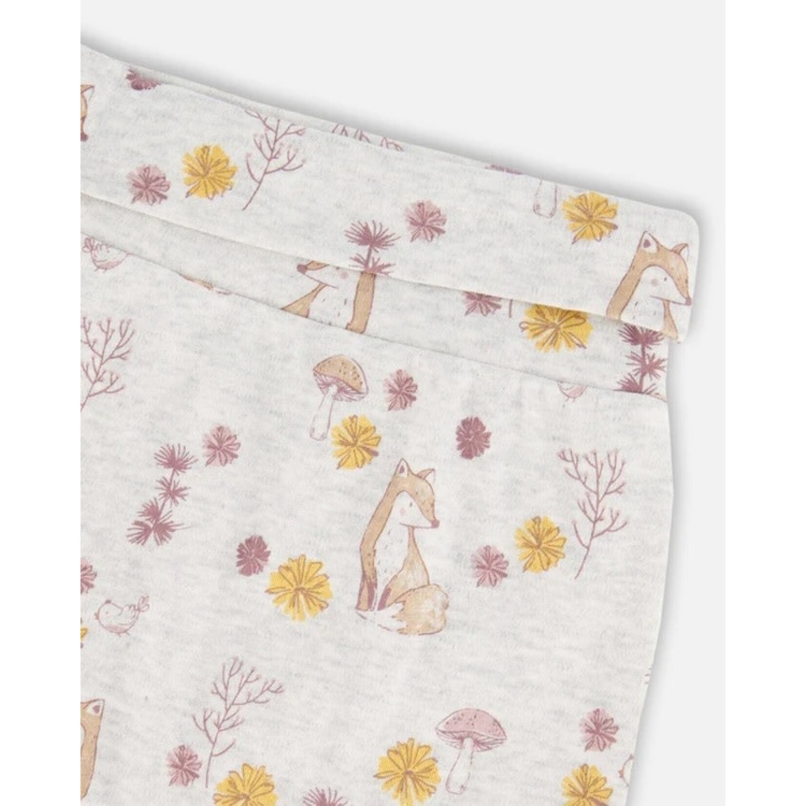 Deux par Deux DEUX PAR DEUX - Printed Organic Cotton Evolutive Pant Beige Mix With Fox 'Foxtrot'