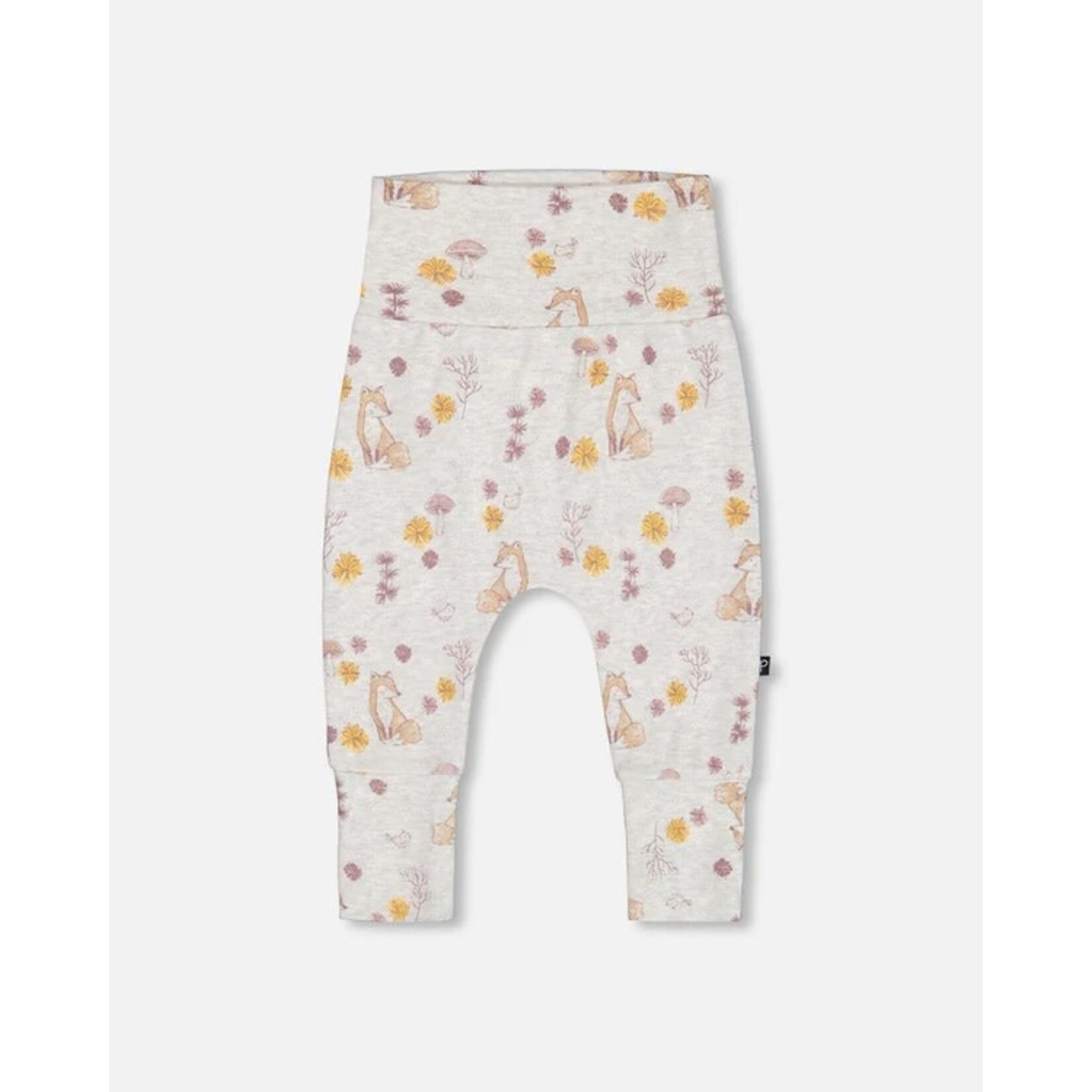 Deux par Deux DEUX PAR DEUX - Printed Organic Cotton Evolutive Pant Beige Mix With Fox 'Foxtrot'