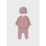 Mayoral MAYORAL - 3-Piece Set - Pink Knit Sweater, Footed Pants and Hat