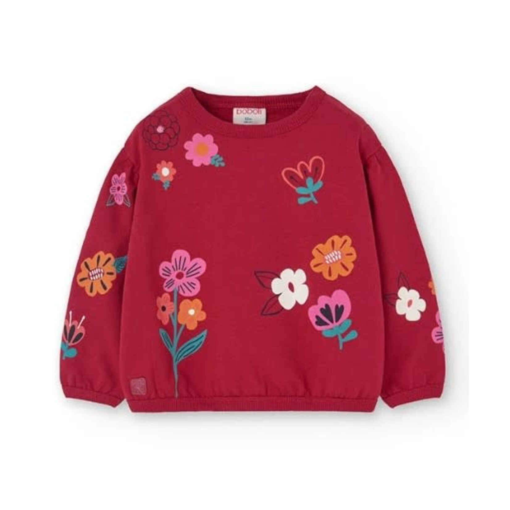 Boboli BOBOLI - Red fleece sweater with flower print