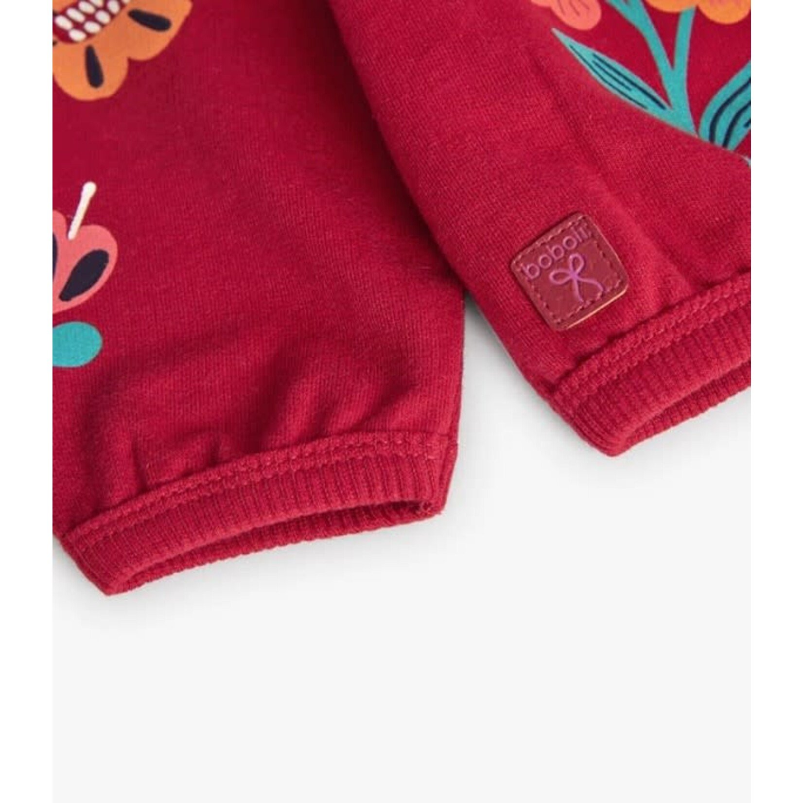 Boboli BOBOLI - Red fleece sweater with flower print