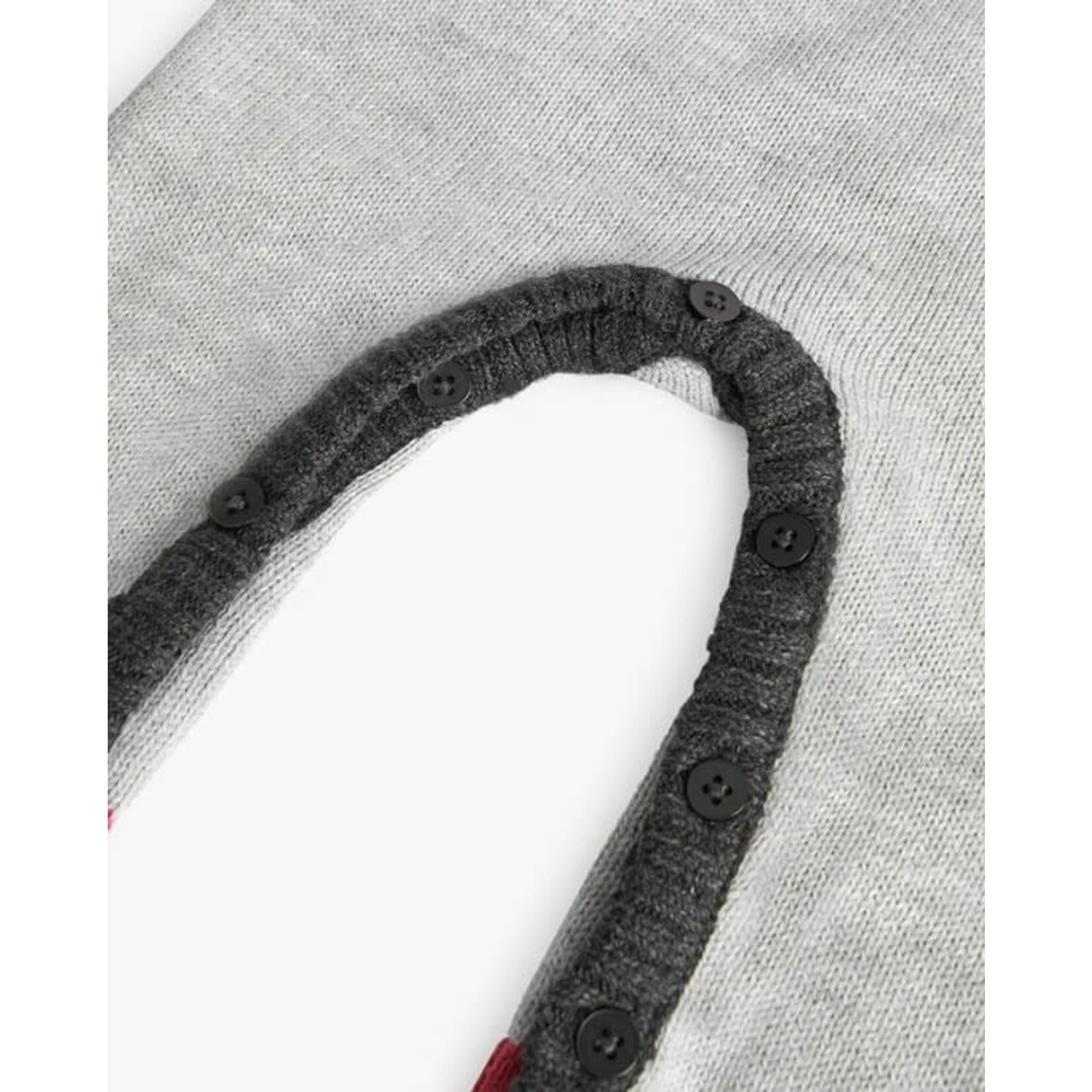 Boboli BOBOLI - Grenouillère en tricot grise, crème et rouge avec visage d'ours