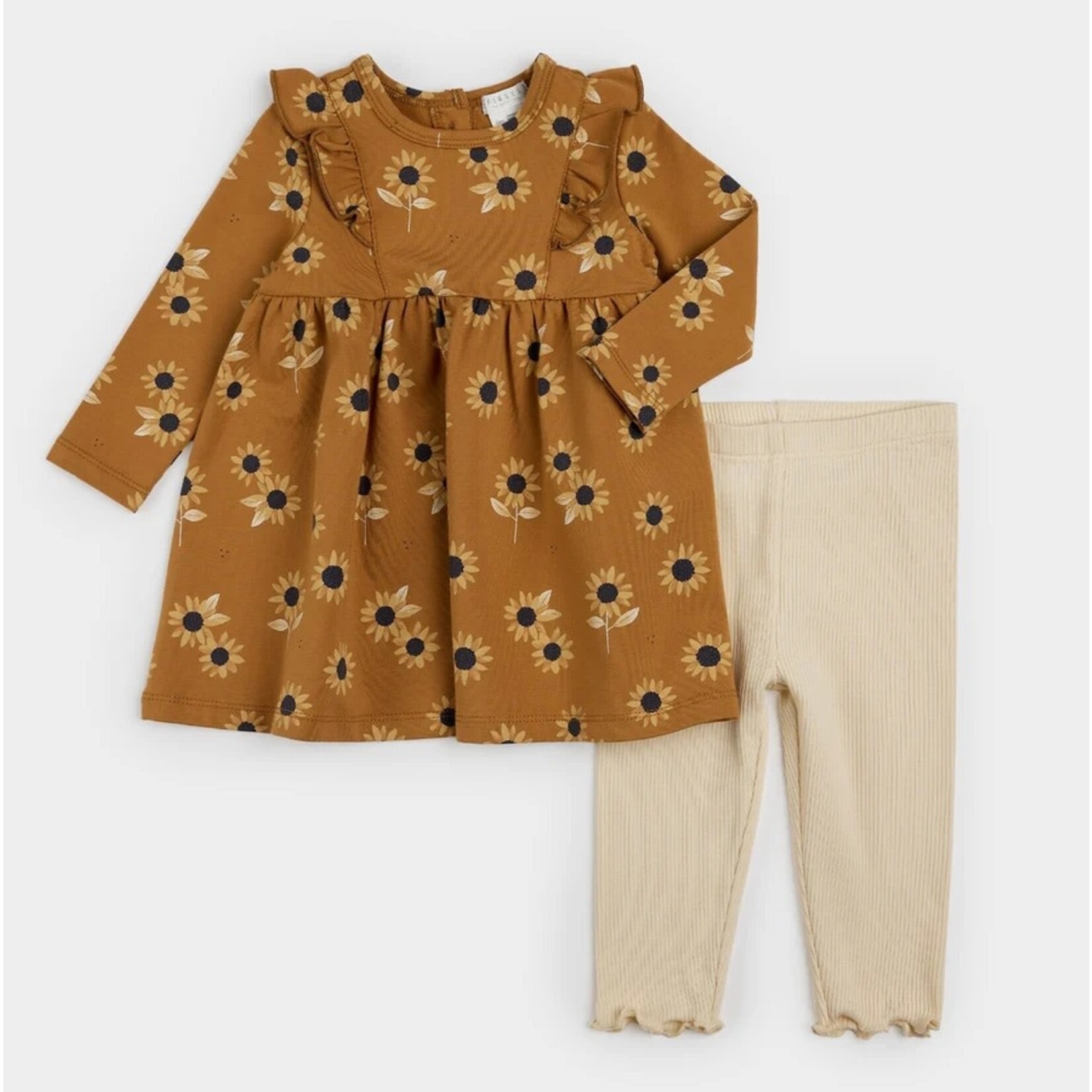 Petit Lem PETIT LEM - Sunflower Print Amber Dress Set with cream legging