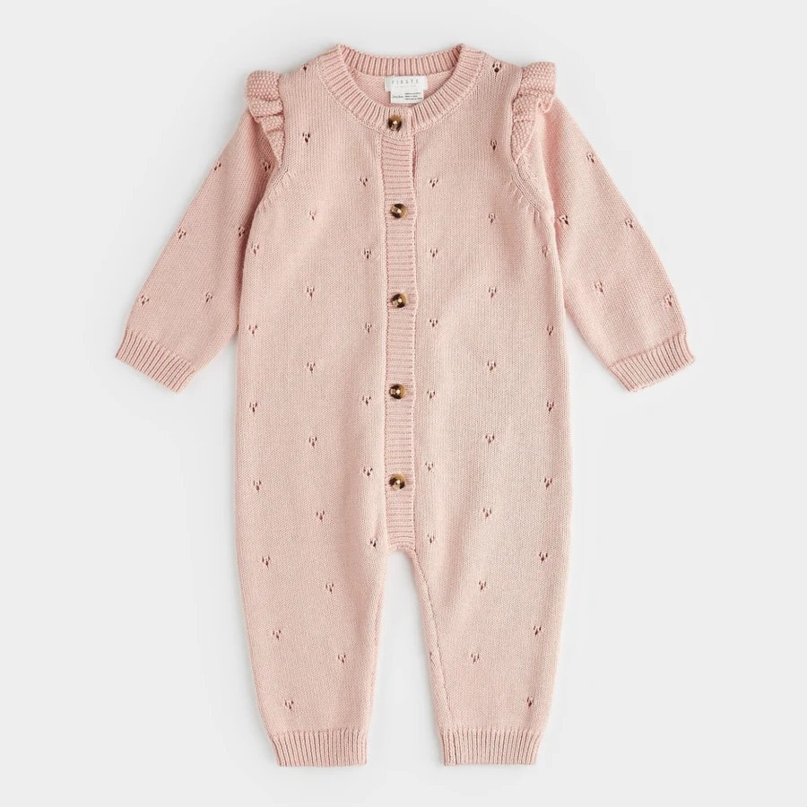 Petit Lem PETIT LEM - Combinaison en tricot pointelle rose pivoine