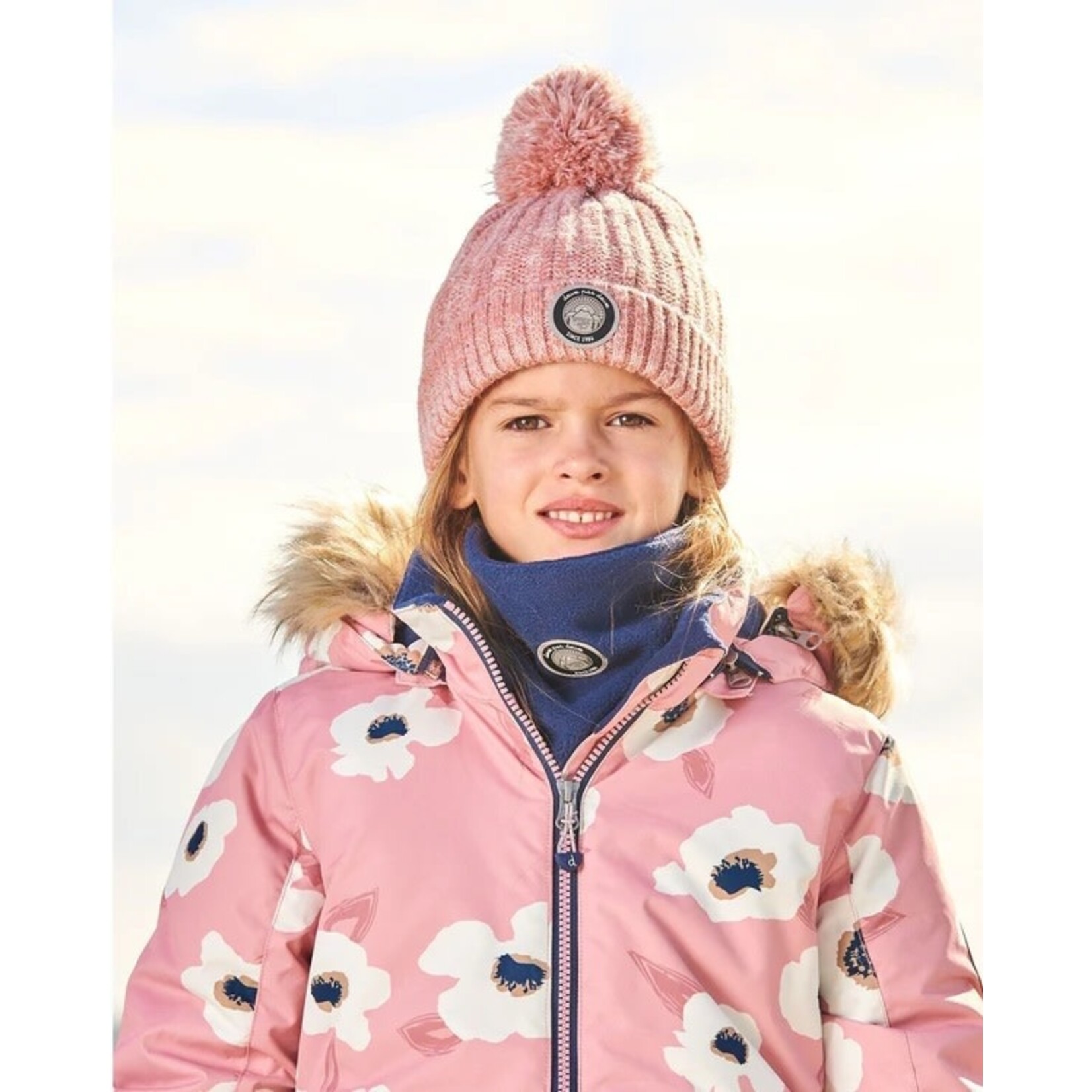 Deux par Deux DEUX PAR DEUX - Tuque/Bonnet en tricot rose pâle avec doublure de polar