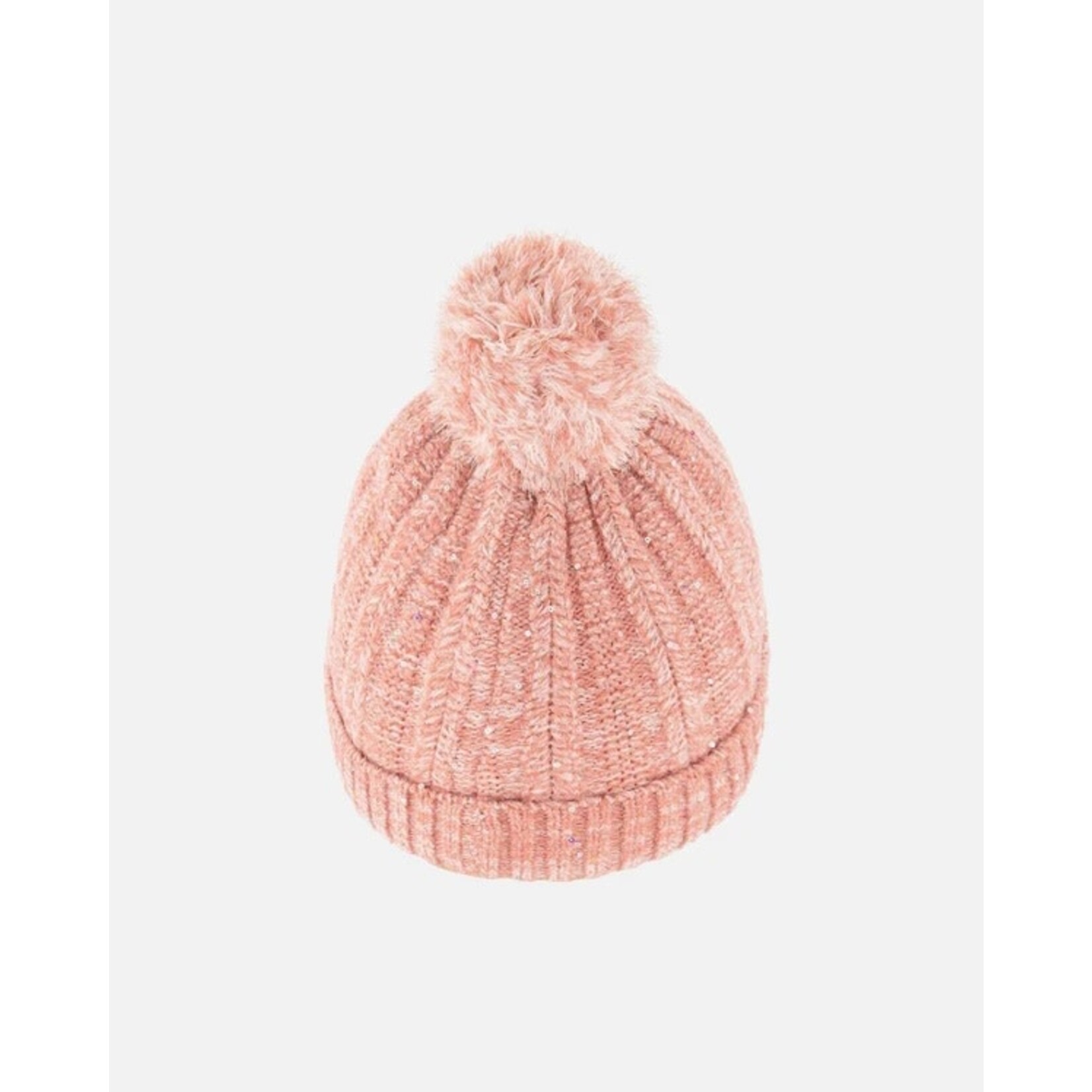 Deux par Deux DEUX PAR DEUX - Tuque/Bonnet en tricot rose pâle avec doublure de polar