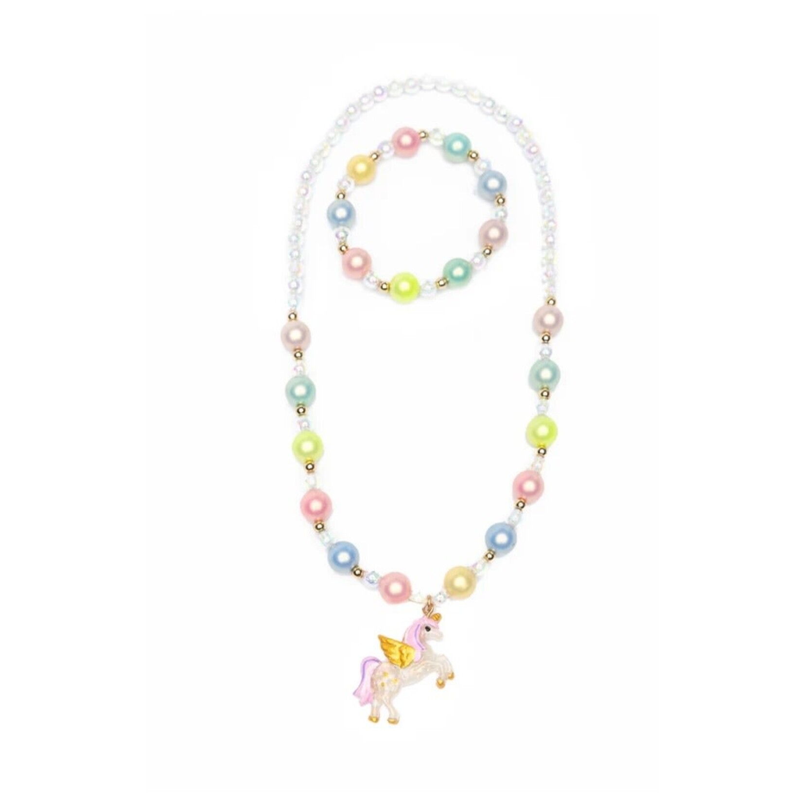 Great Pretenders GREAT PRETENDERS - Ensemble bracelet et collier couleur pastel avec pendentif de licorne 'Happy-Go-Unicorn'