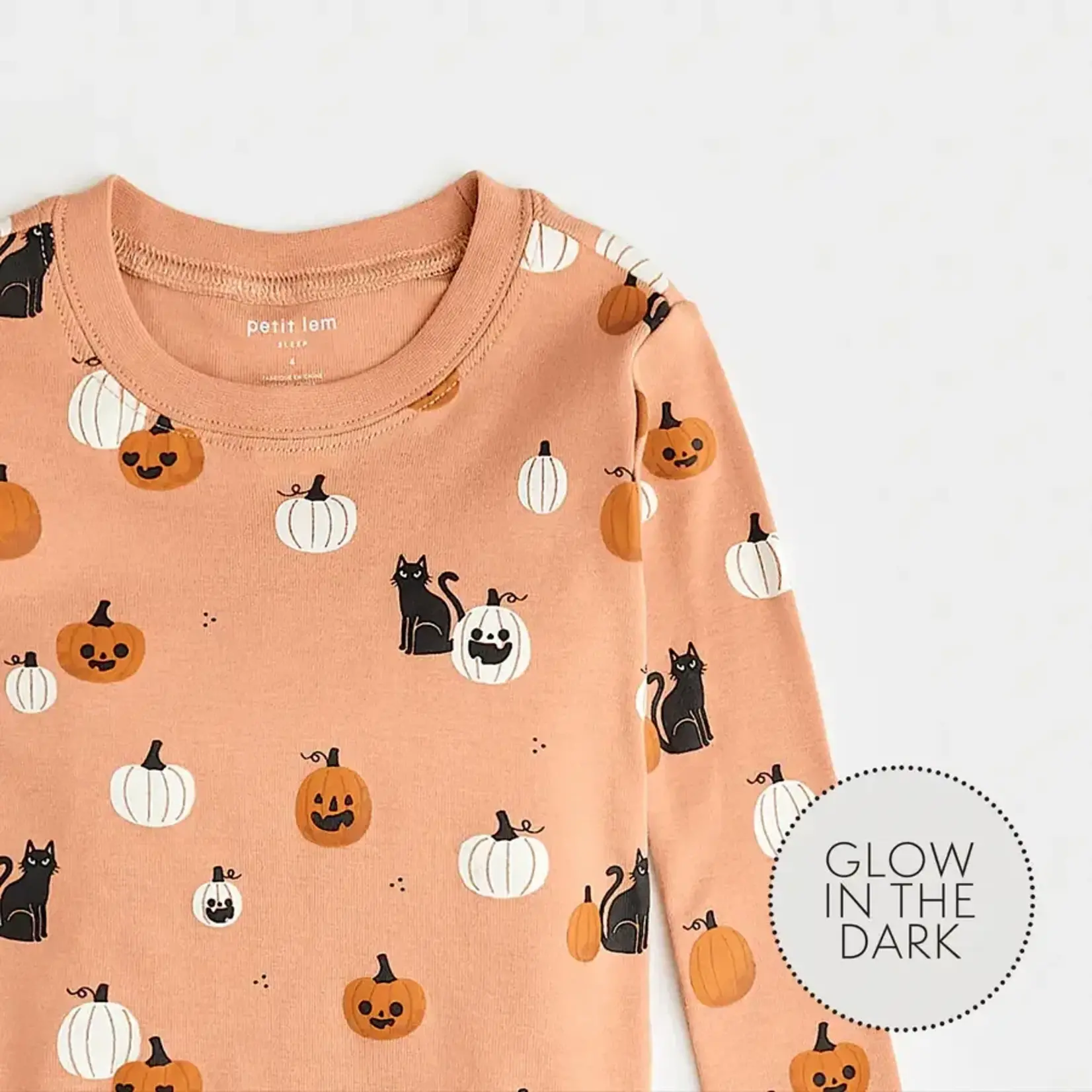 Petit Lem PETIT LEM - Ensemble pyjama d'Halloween phosphorescent imprimé citrouilles et chats (2pc)