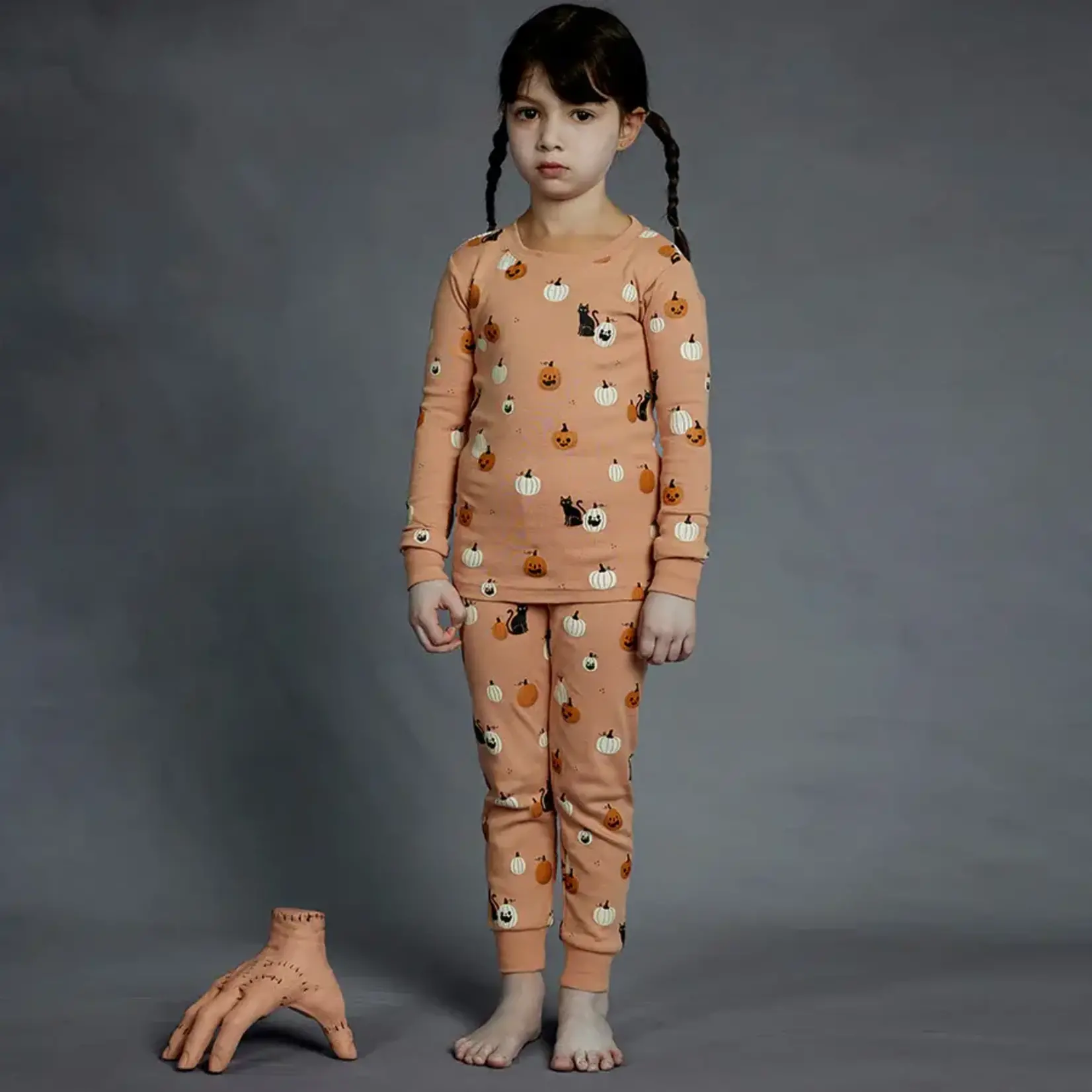 Petit Lem PETIT LEM - Ensemble pyjama d'Halloween phosphorescent imprimé citrouilles et chats (2pc)