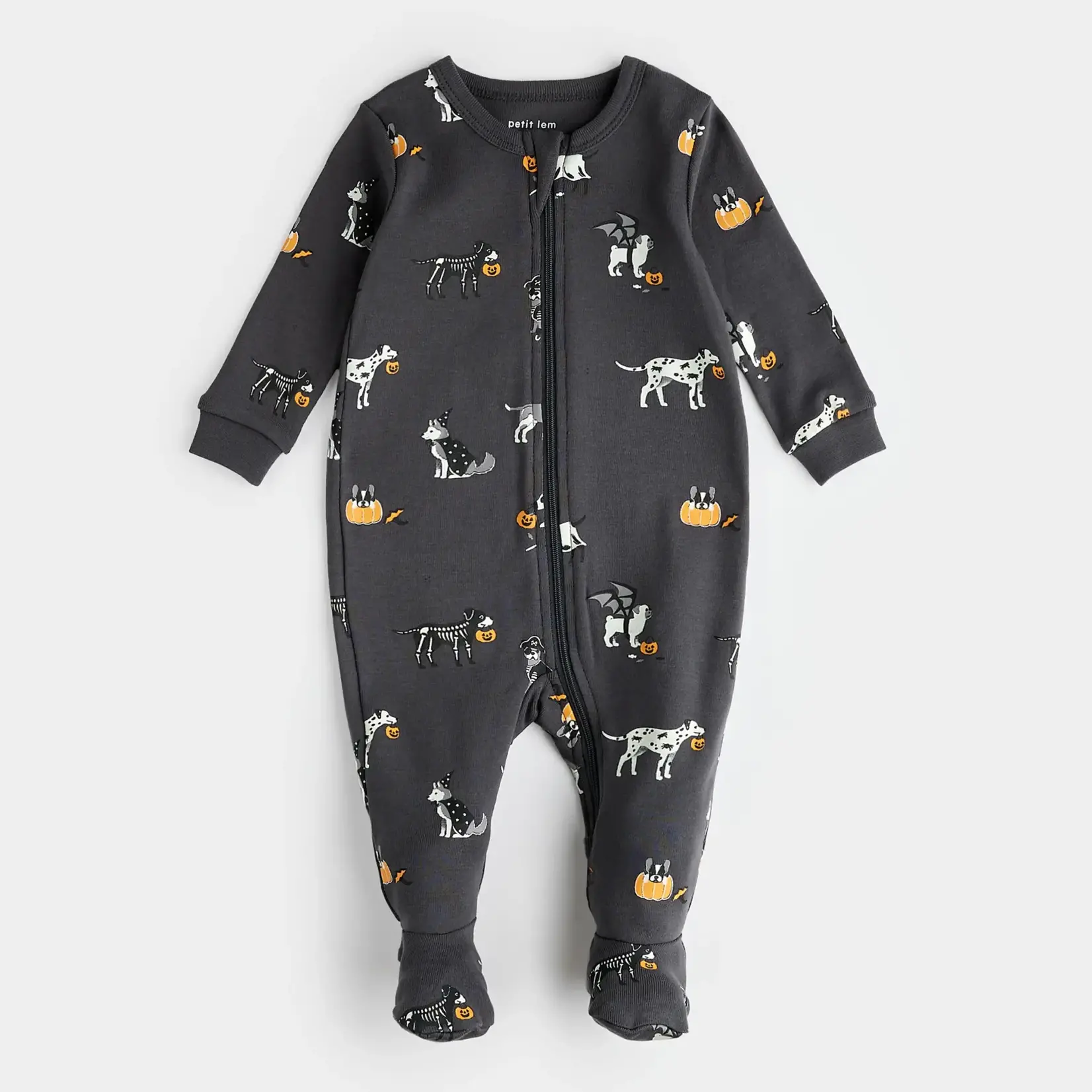 Petit Lem PETIT LEM - Howl-oween Print on Asphalt footie sleeper