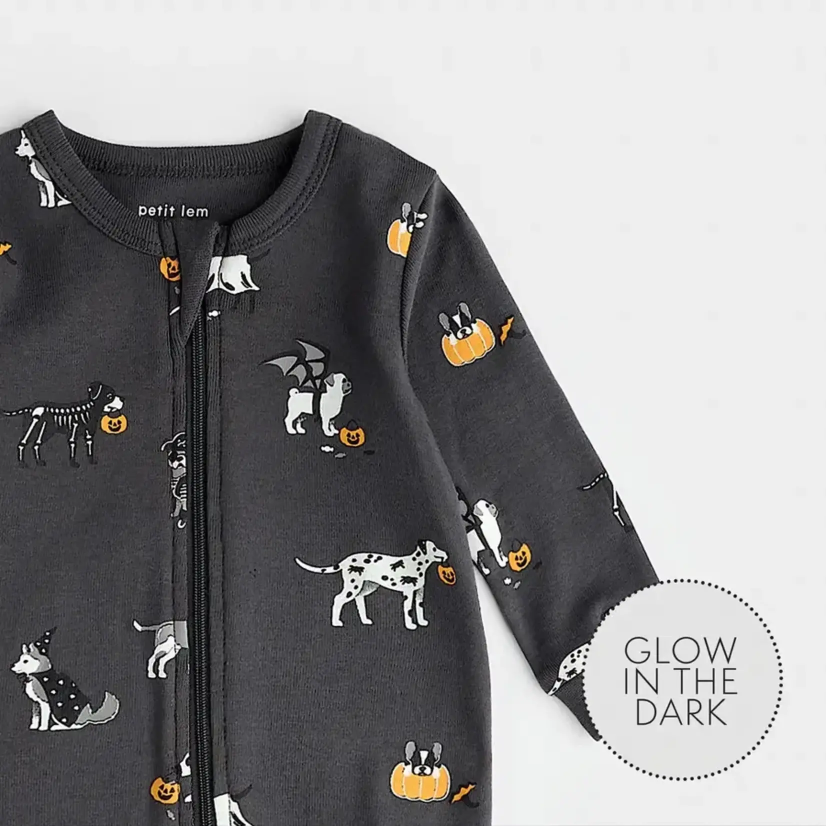 Petit Lem PETIT LEM - Howl-oween Print on Asphalt footie sleeper