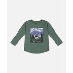 Deux par Deux DEUX PAR DEUX- Longsleeve forest green t-shirt with mountain and bear print 'B.O.Y.S'