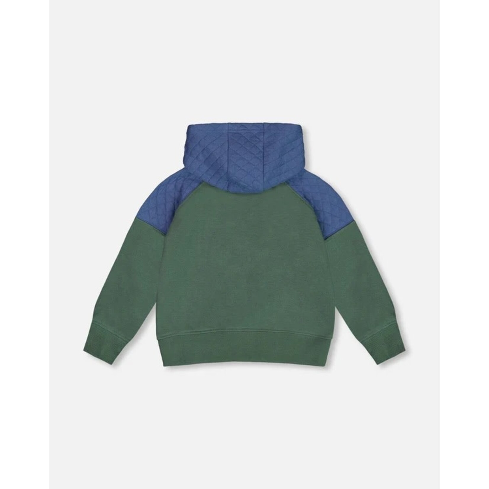 Deux par Deux DEUX PAR DEUX- Full Zip Colorblock Hooded Fleece Sweatshirt Forest Green 'Forest Adventure'