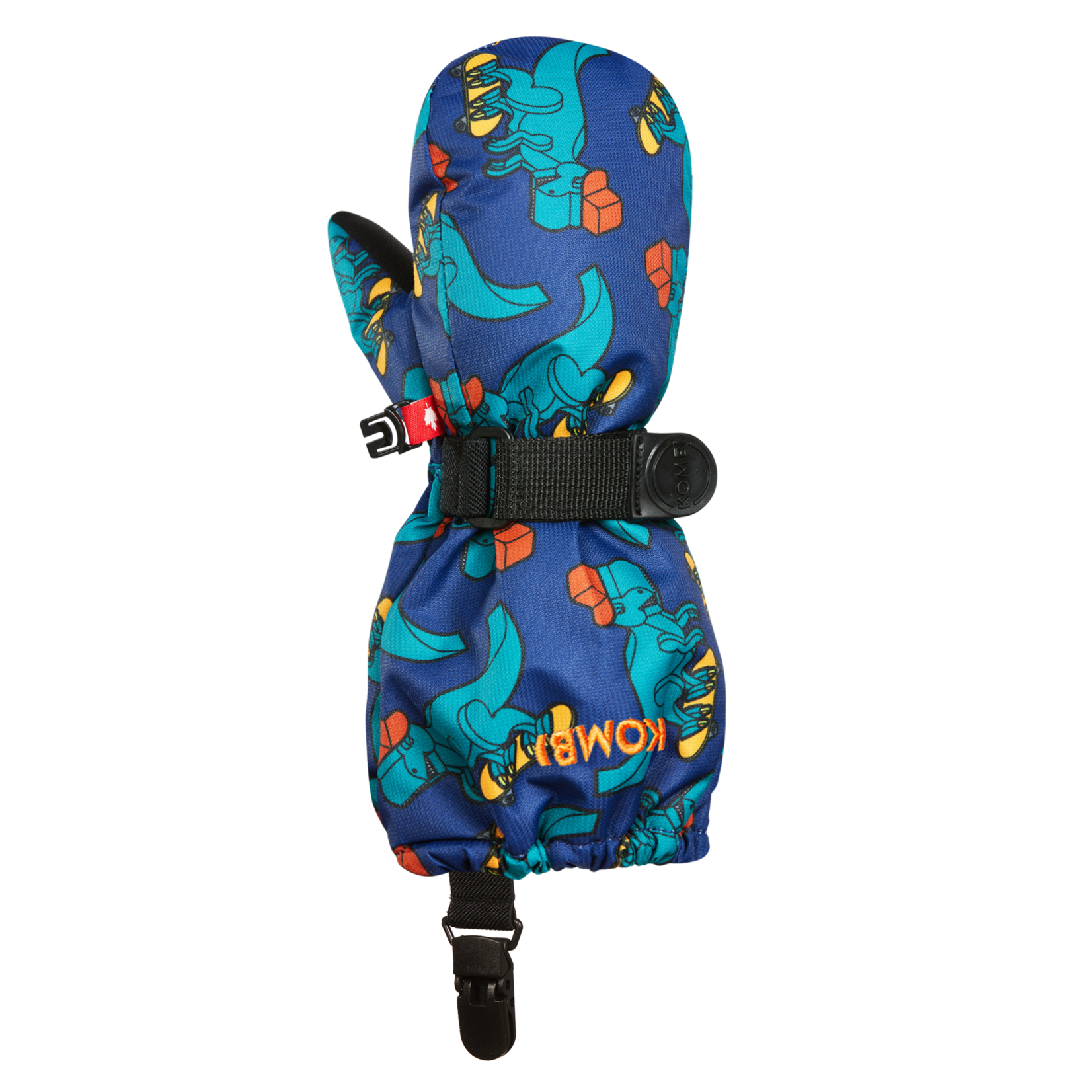 Kombi KOMBI - Children's Mittens with Clips 'Crazy Cariboo - 'Gaming Dino'