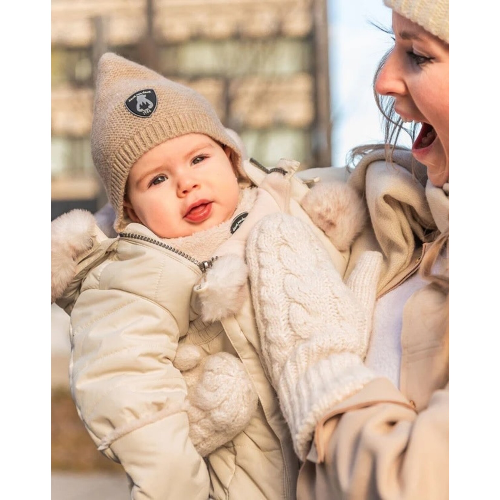 DEUX PAR DEUX Tuque Bonnet a oreilles en tricot beige beige pour bebe La Culotte a l Envers