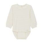 Minymo MINYMO - Creme-colored onesie with embroidery and round color