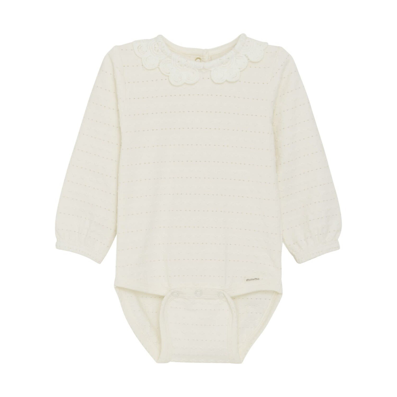 Minymo MINYMO - Creme-colored onesie with embroidery and round color