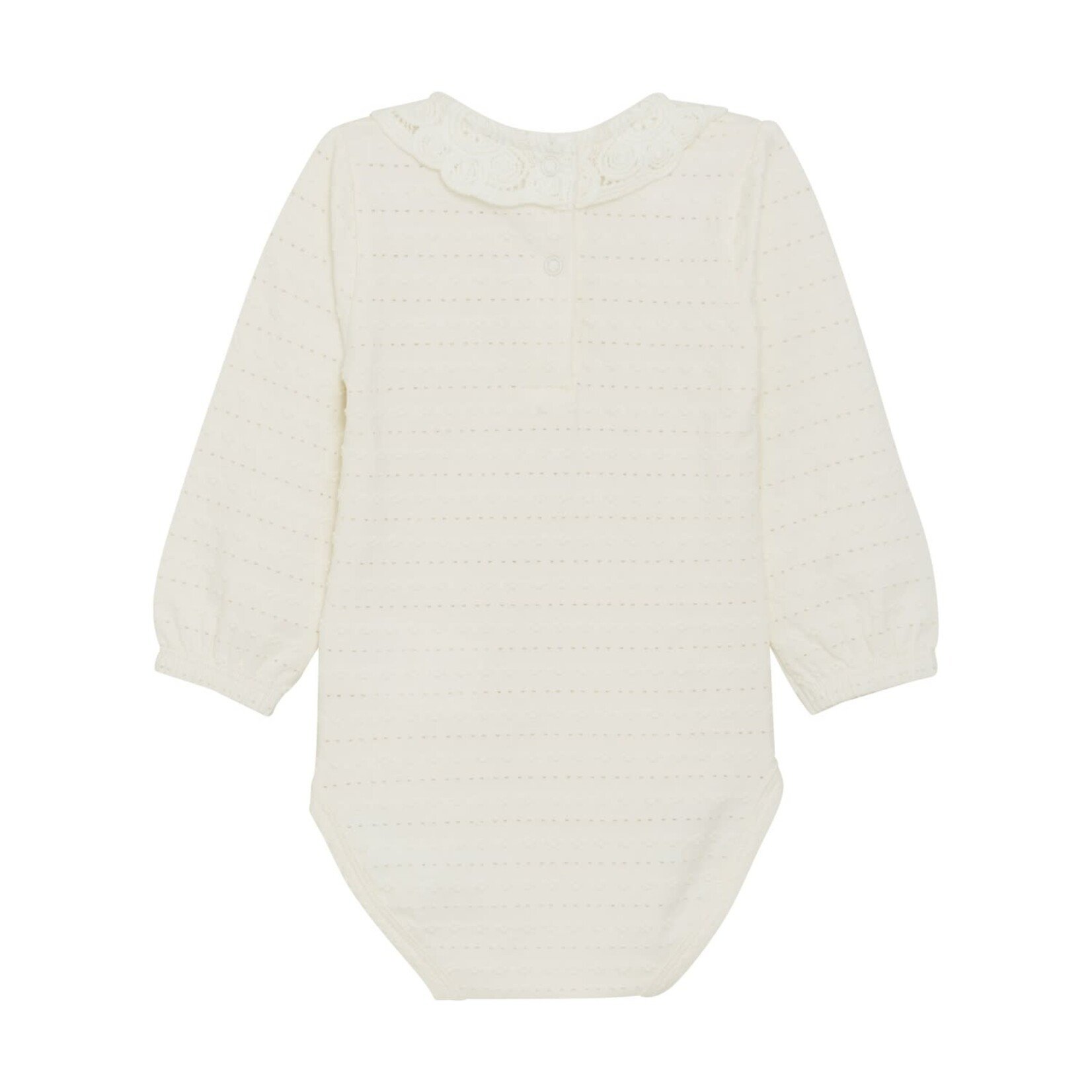 Minymo MINYMO - Creme-colored onesie with embroidery and round color