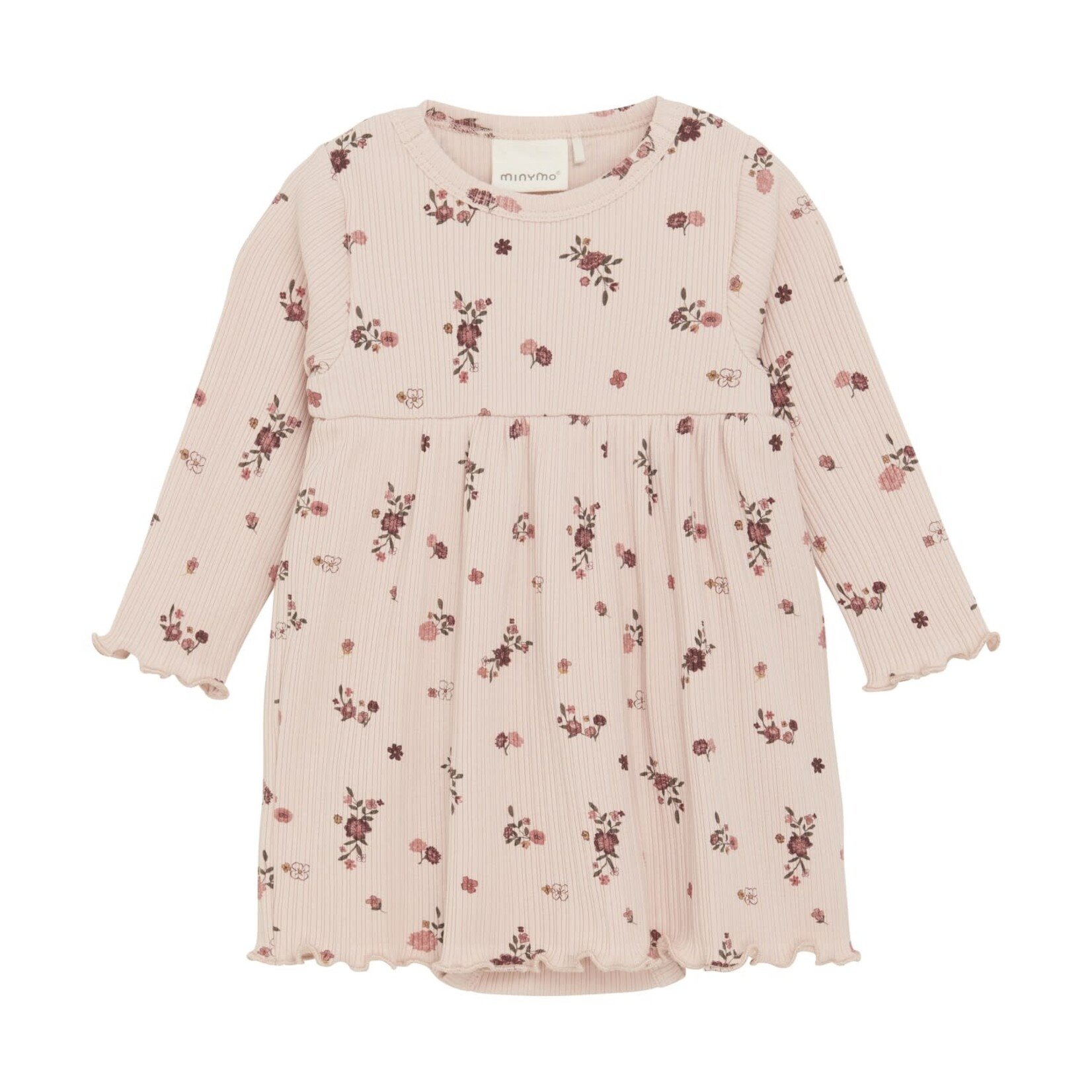 Minymo MINYMO - Long-sleeve light-pink dress with delicate flower print