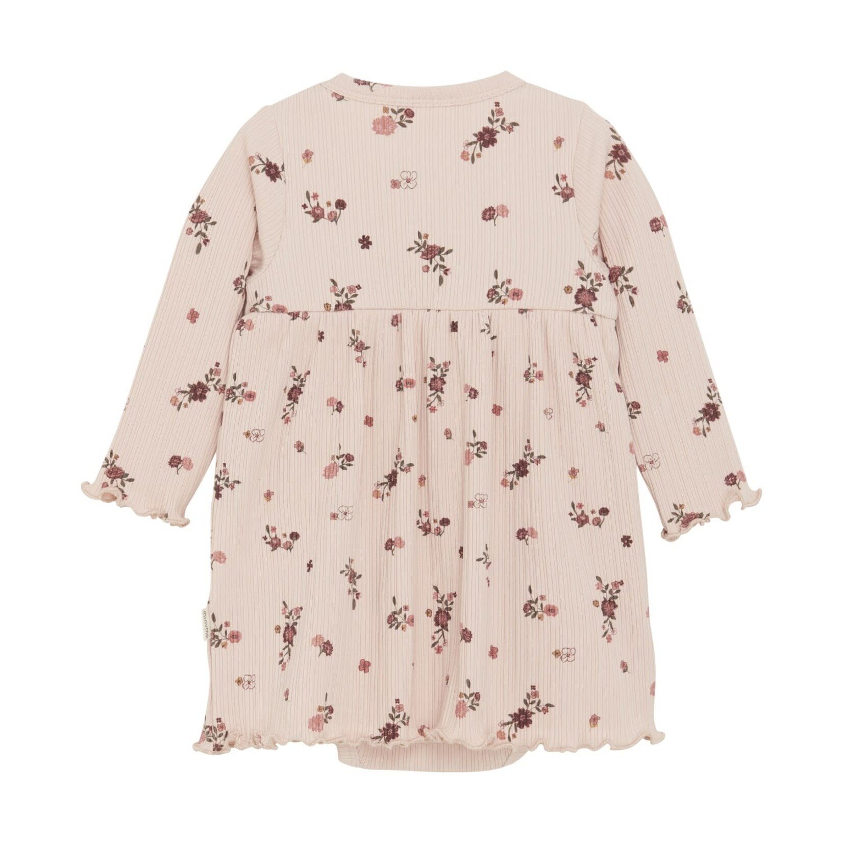 Minymo MINYMO - Robe rose pâle à manches longues avec imprimé de fleurs