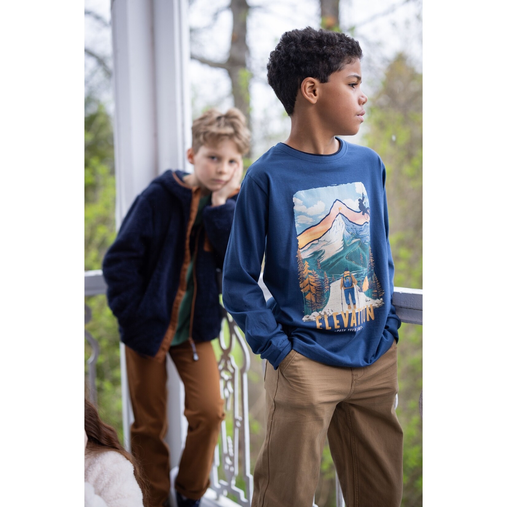 Nanö NANÖ - Navy Long Sleeve T-Shirt with Outdoor Activity Print 'Elevation'