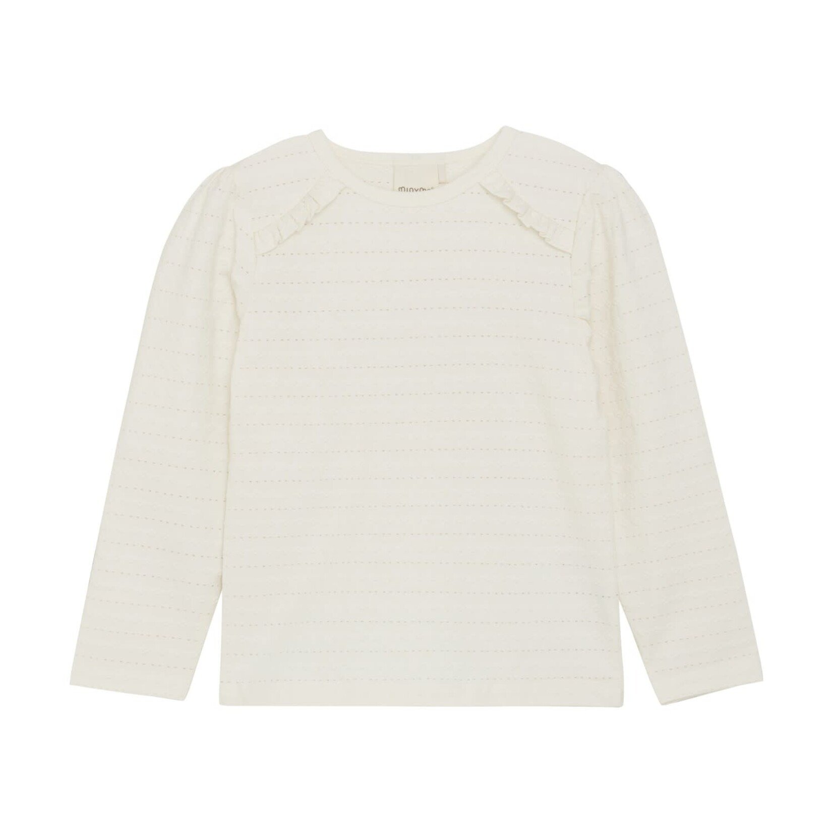 Minymo MINYMO - Cream jacquard long sleeve t-shirt with small ruffles on the shoulders