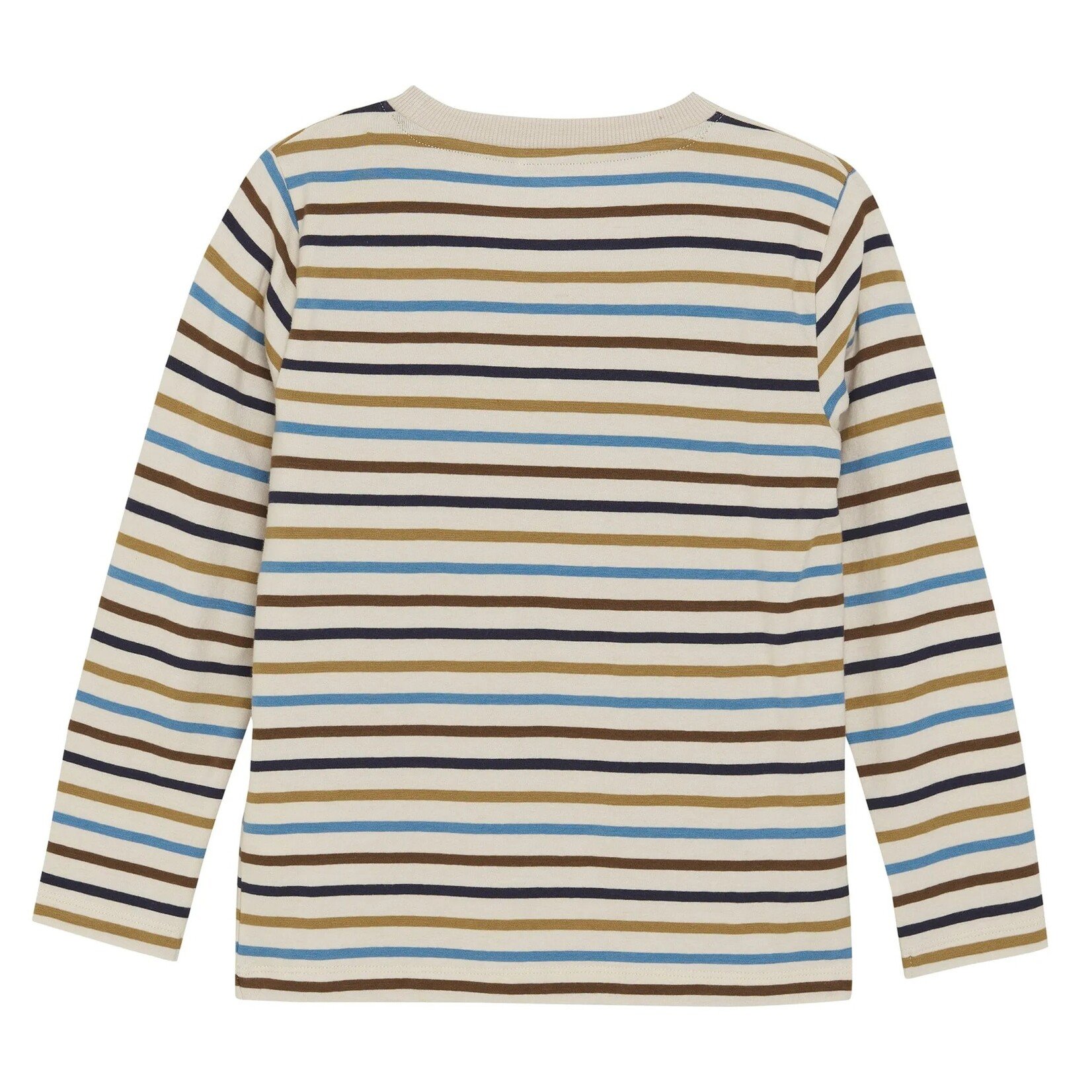 Minymo MINYMO - Cream long sleeve t-shirt with powder blue, brown, navy and ochre stripes