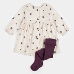 Petit Lem PETIT LEM - Ensemble de robe twill à imprimé de prunes et son collant