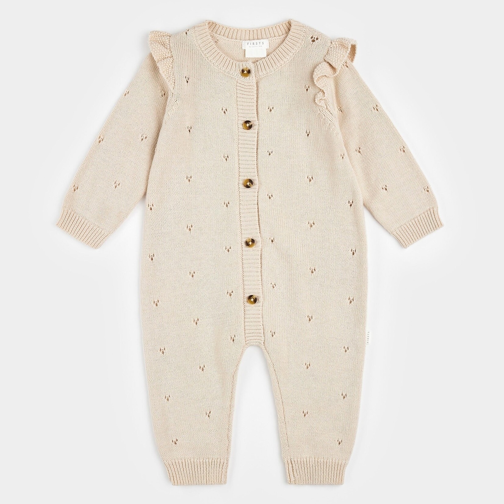 Petit Lem PETIT LEM - Combinaison en tricot pointelle crème