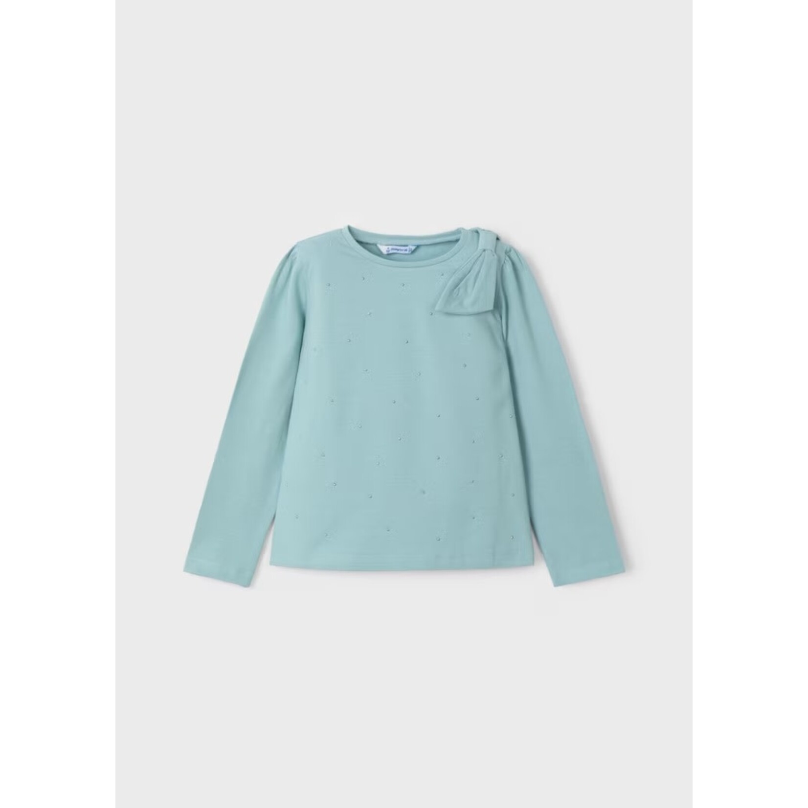 Mayoral MAYORAL - Verdigris Beaded  Long Sleeve Sweater with Shoulder Bow