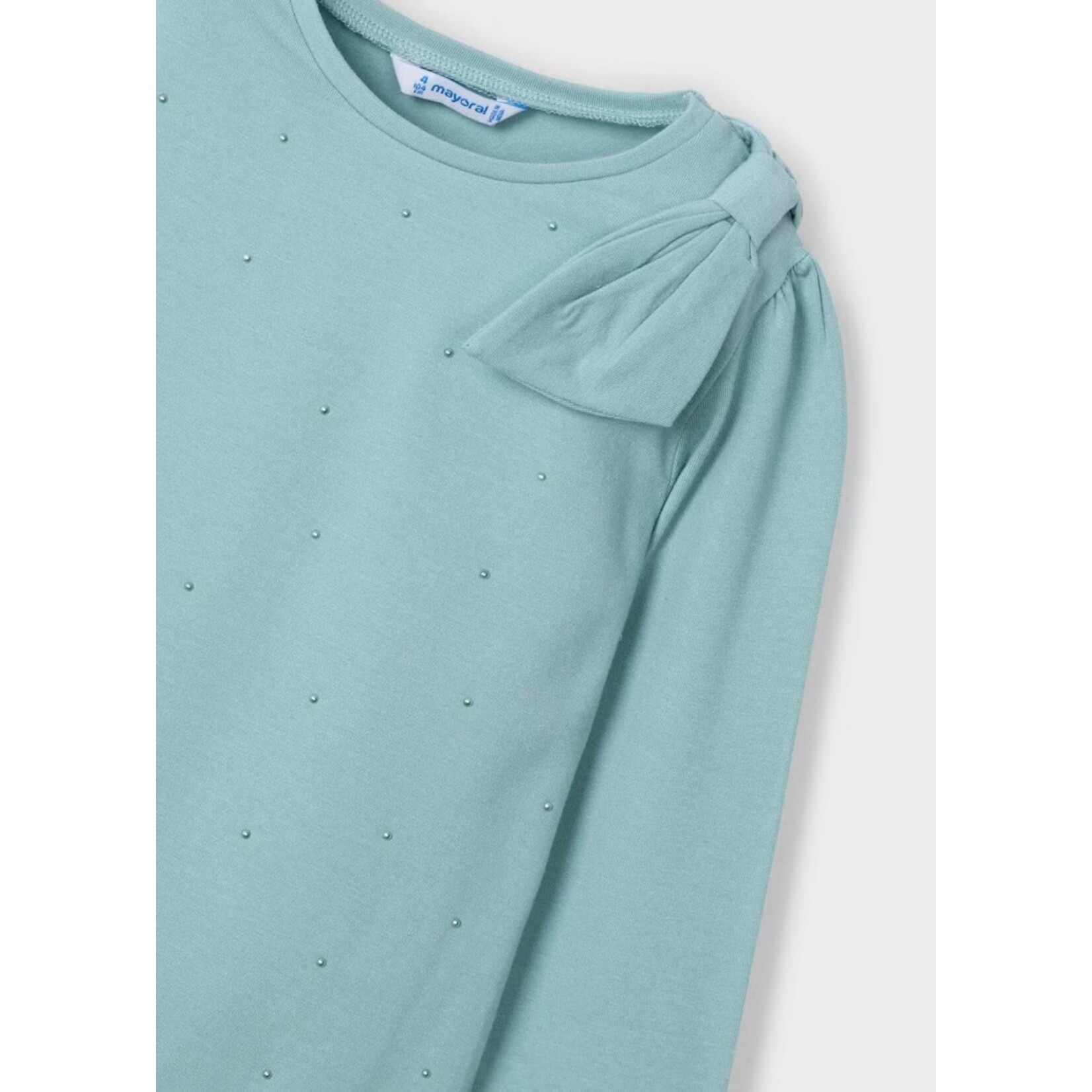 Mayoral MAYORAL - Verdigris Beaded  Long Sleeve Sweater with Shoulder Bow