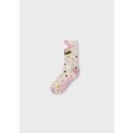 Mayoral MAYORAL - Chaussettes antidérapantes beige chiné à motifs de pois et de fleurs