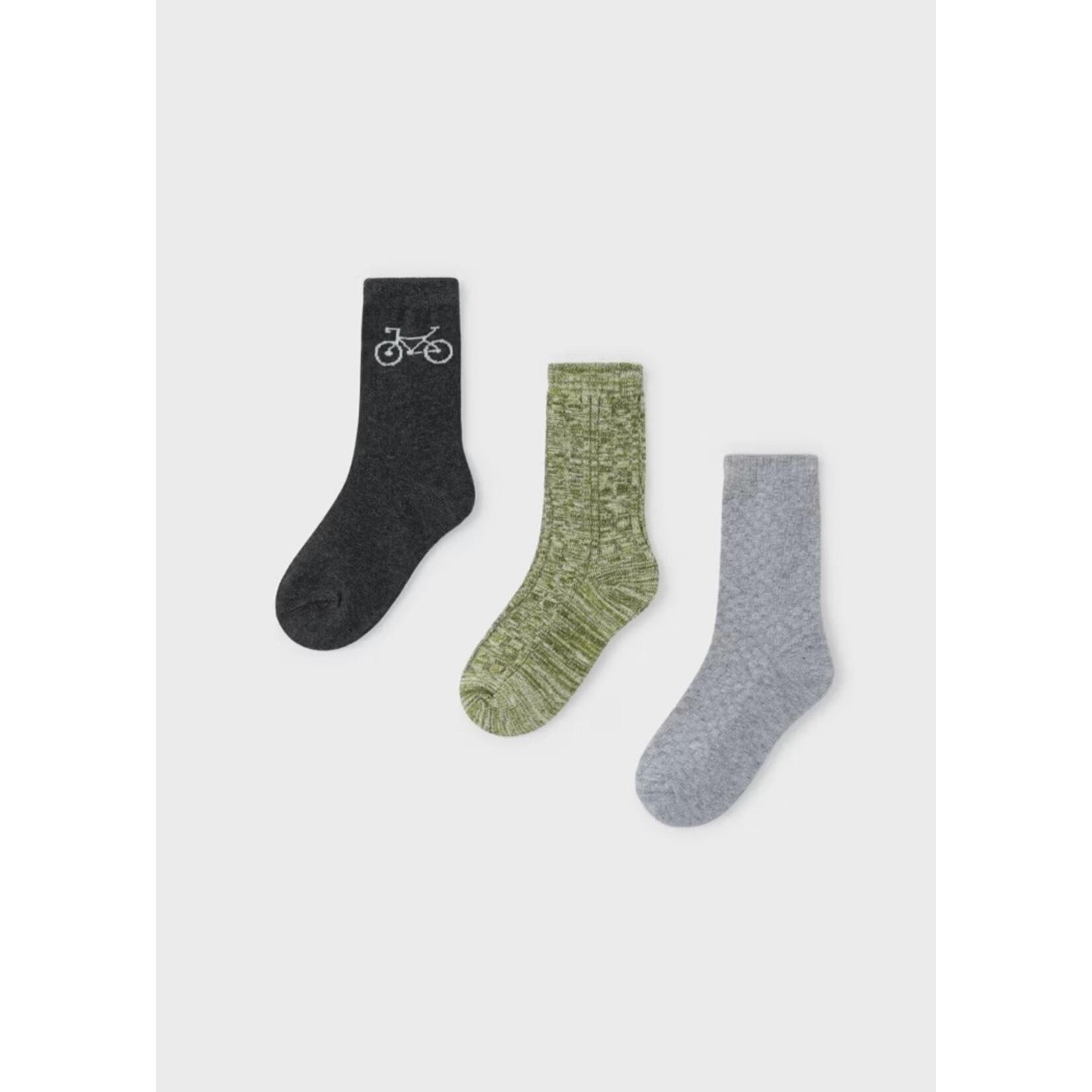 Mayoral MAYORAL - 3-Pack Crew Socks 'Bicycle - Green/Grey'