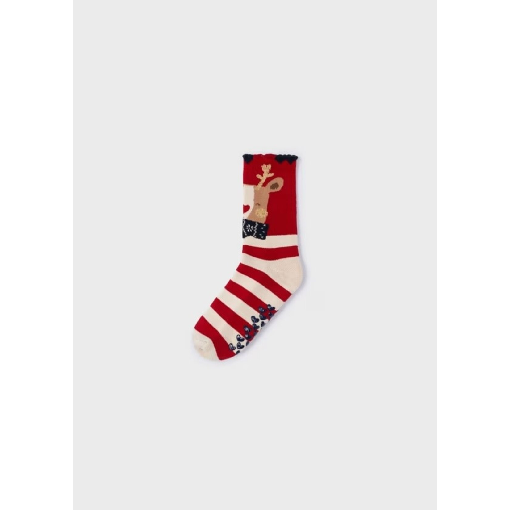 Mayoral MAYORAL - Red and beige lined non-slip socks with reindeer patterns