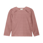 Minymo MINYMO - Dusty pink jacquard long-sleeved T-shirt with small ruffles on the shoulders