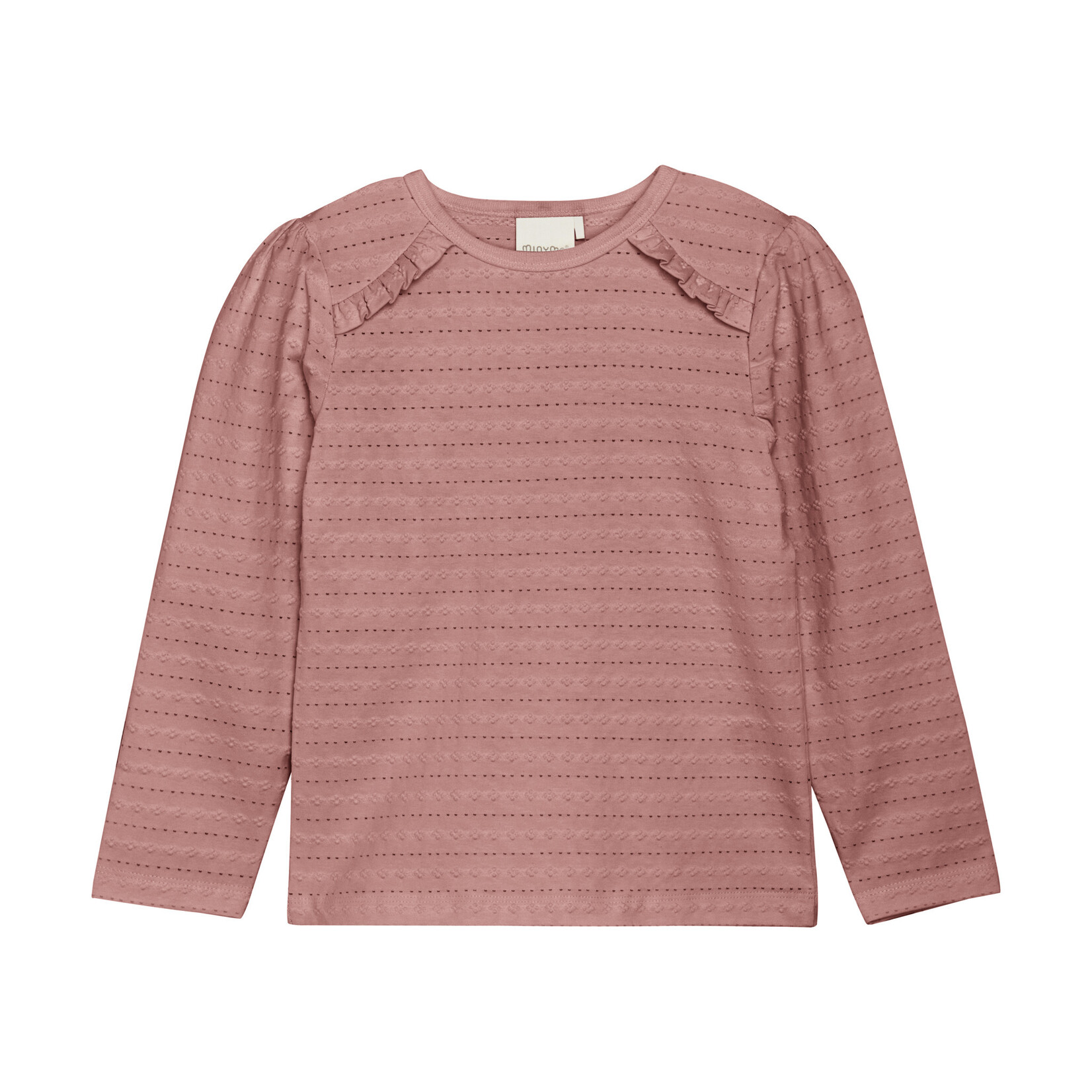 Minymo MINYMO - T-shirt à manches longues vieux rose en jacquard avec petits volants aux épaules